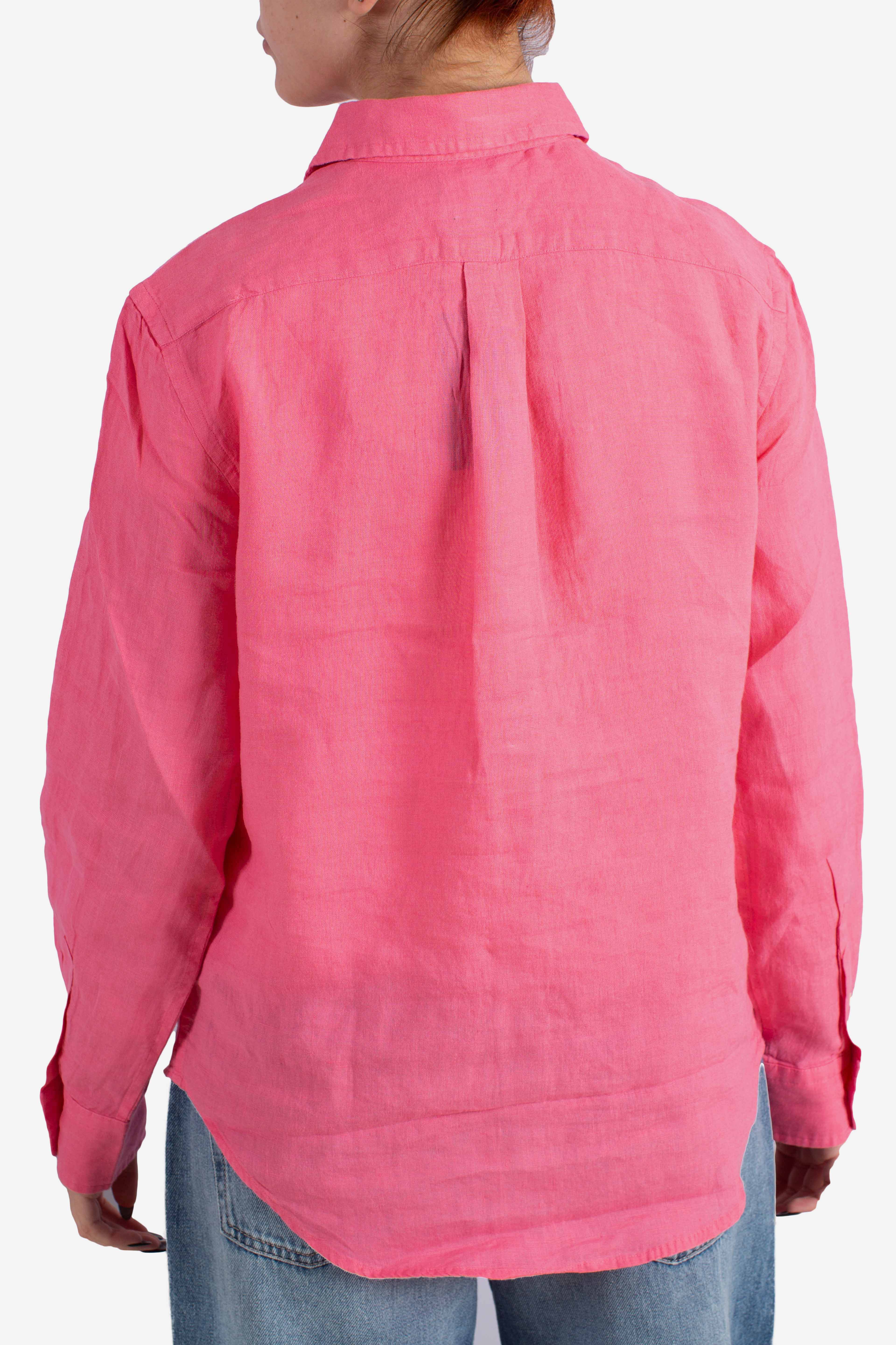 Camicia in lino classic fit pink