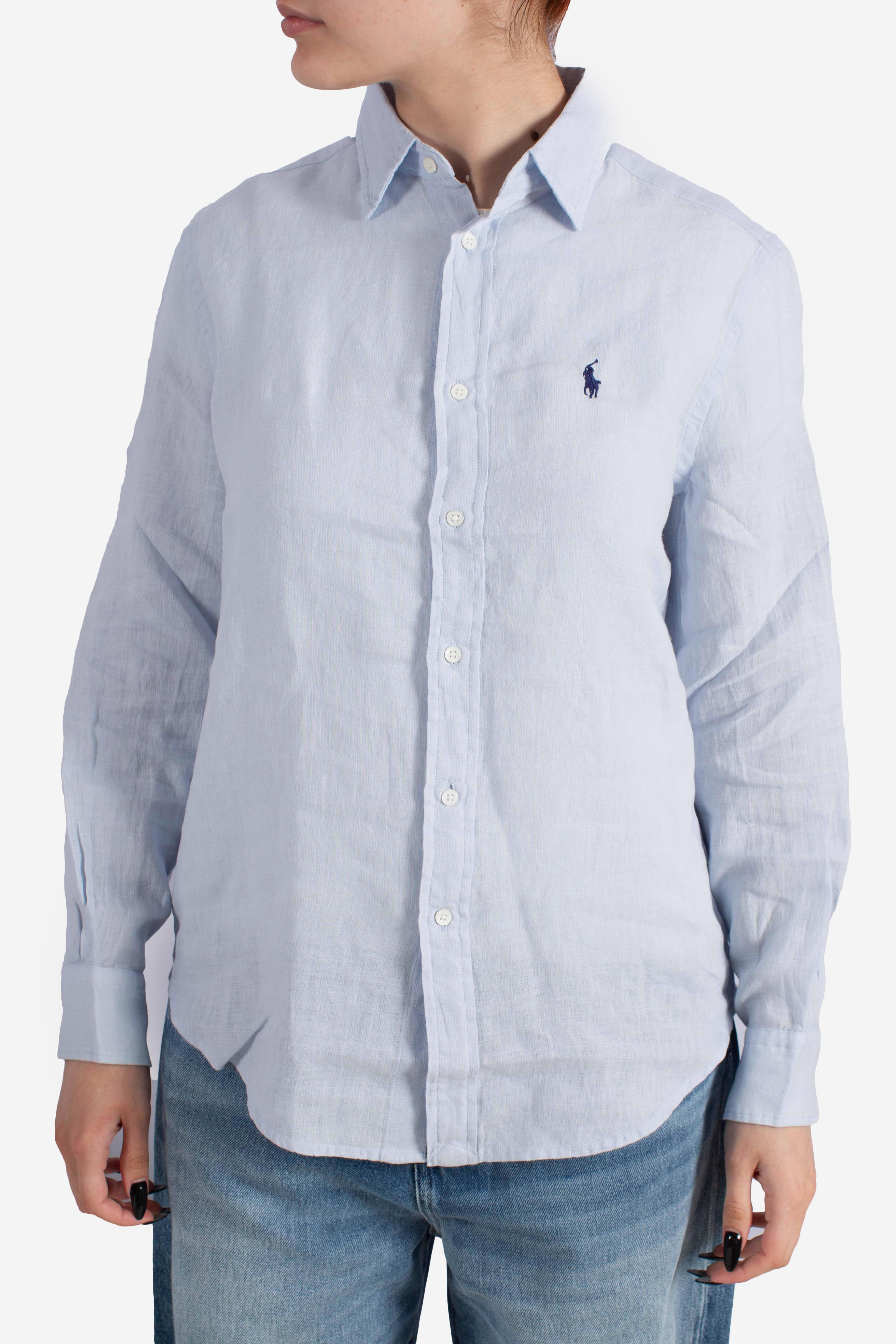Camicia in lino classic fit light blue