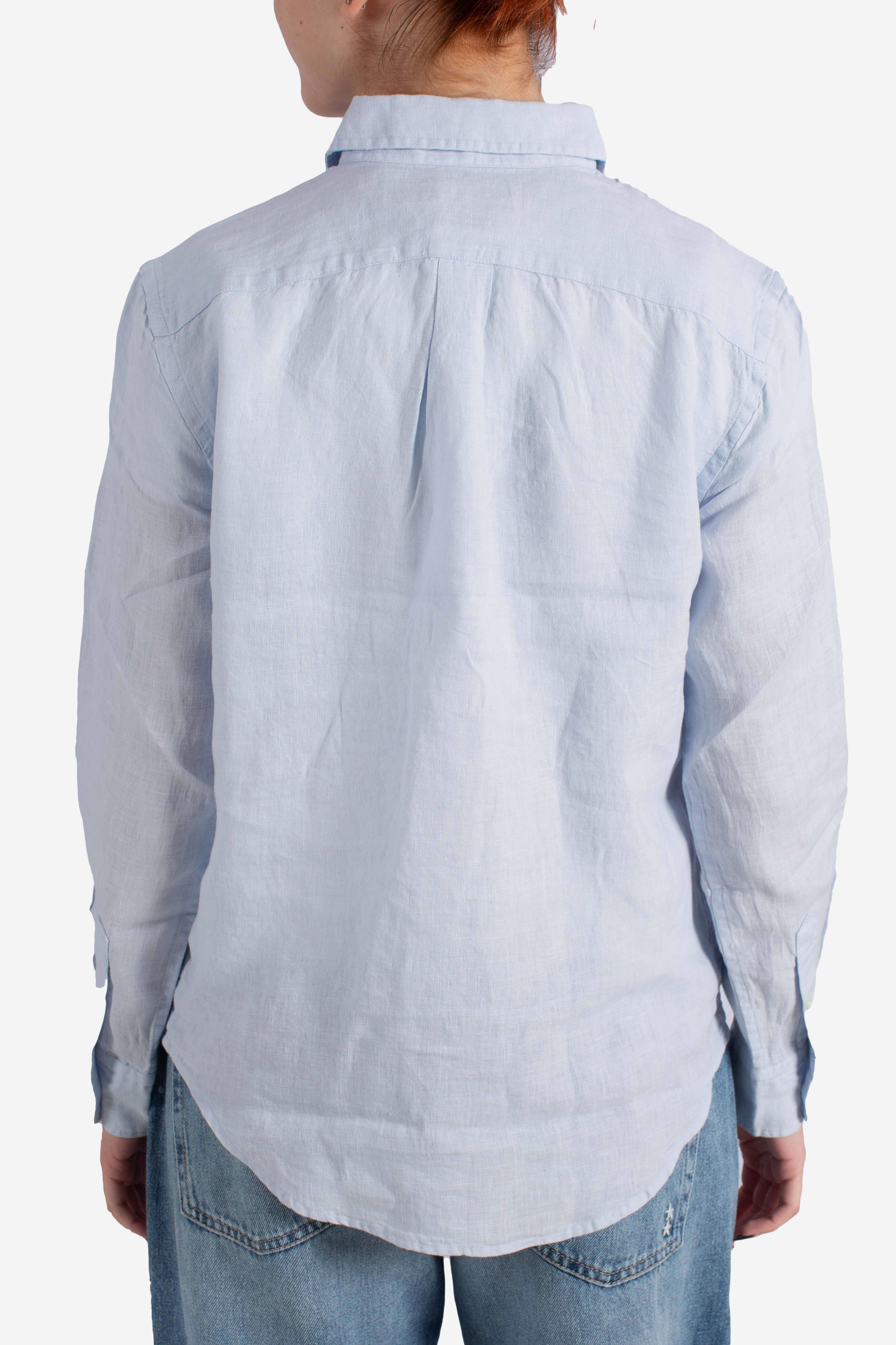 Camicia in lino classic fit light blue