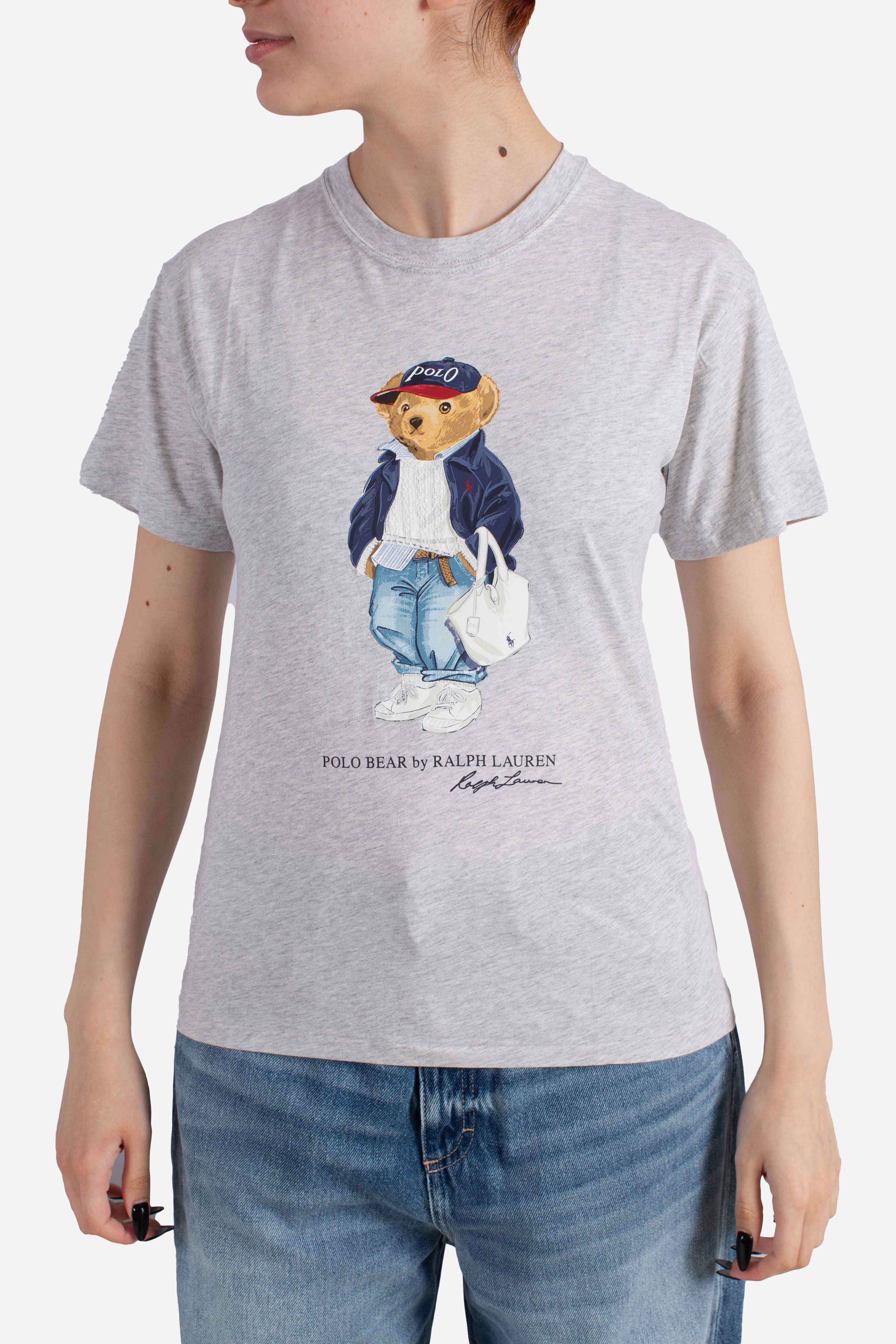 T-shirt in jersey di cotone con orso polo