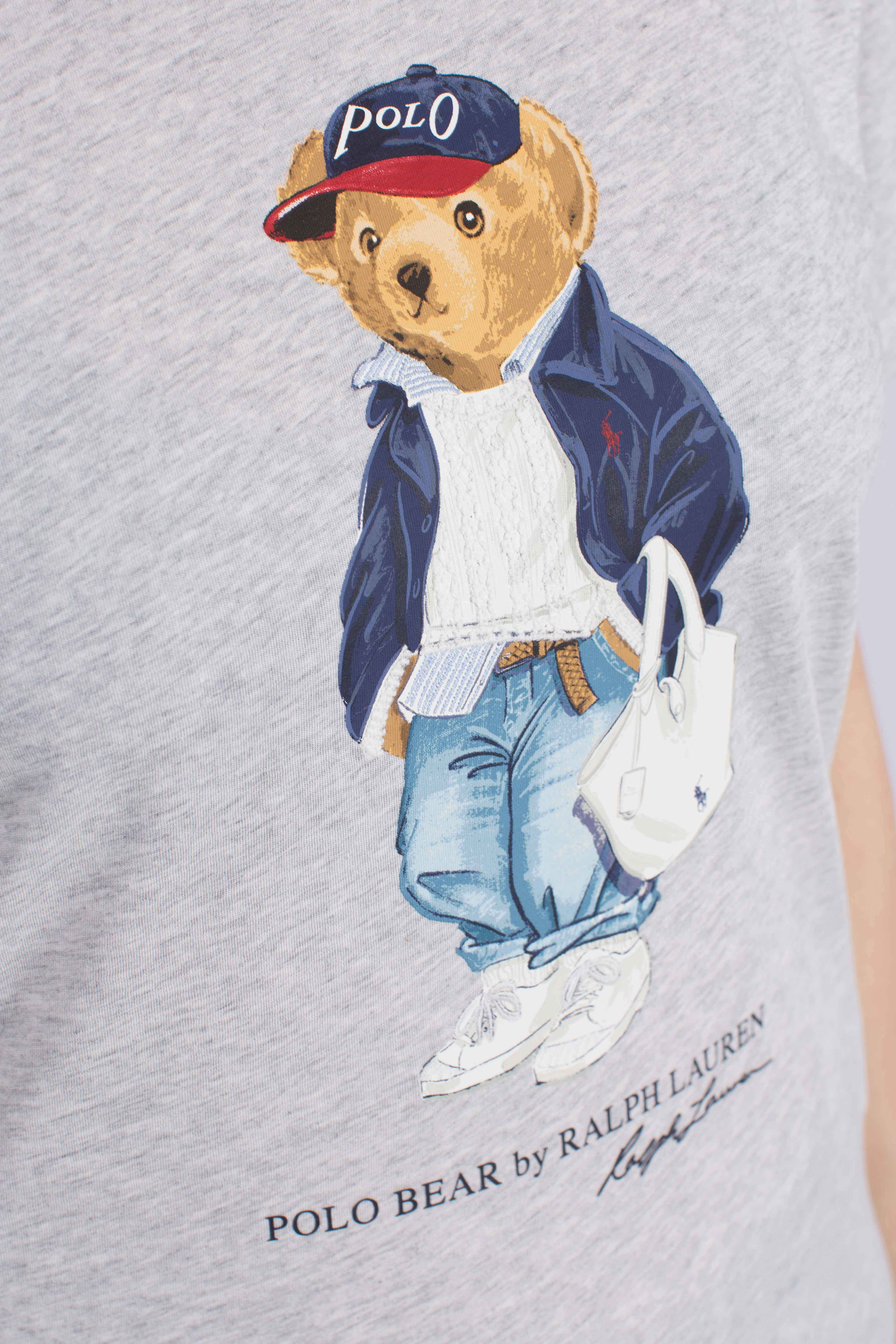T-shirt in jersey di cotone con orso polo