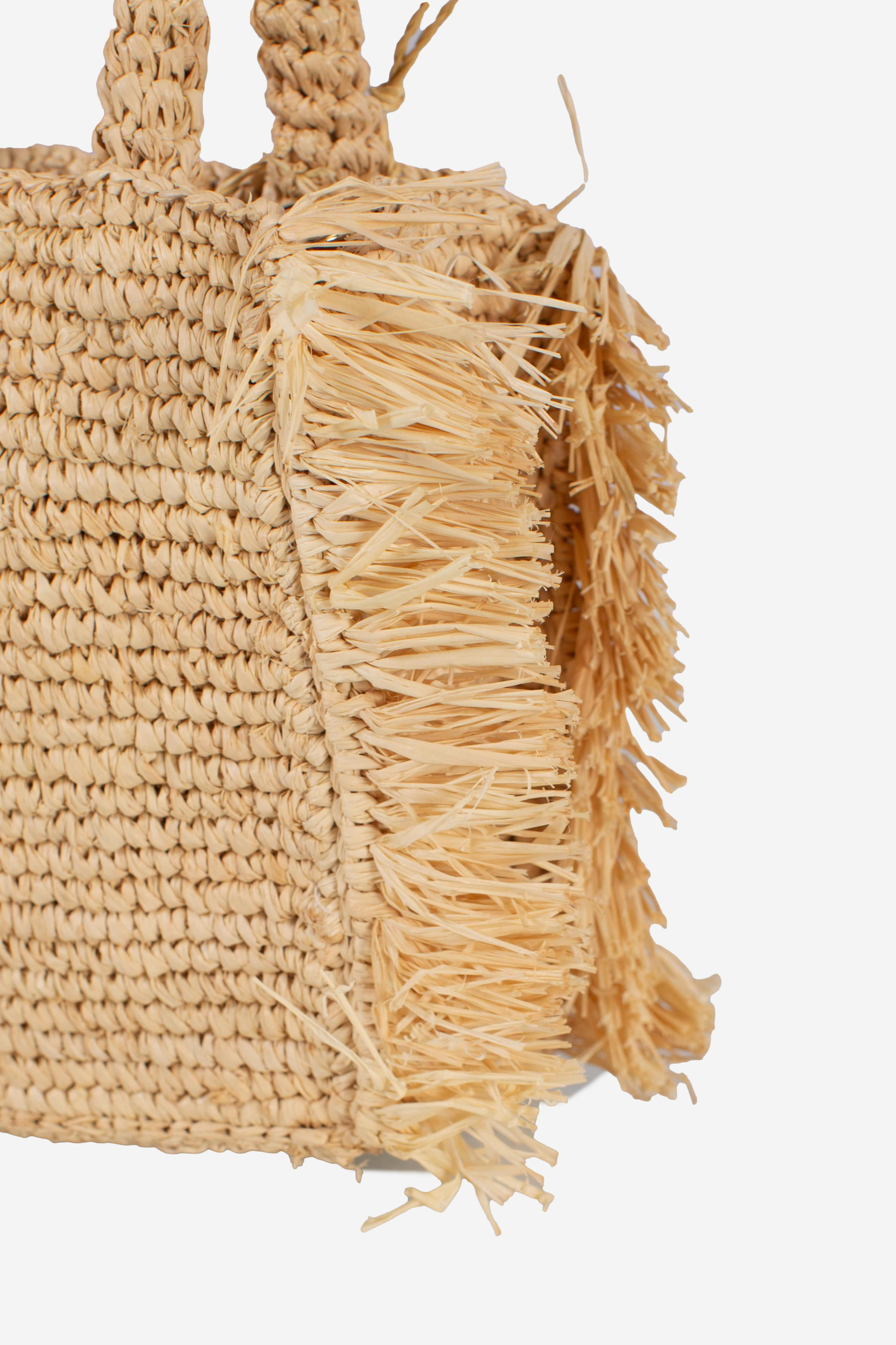 BORSA VANITY MINI RAFFIA FRINGE