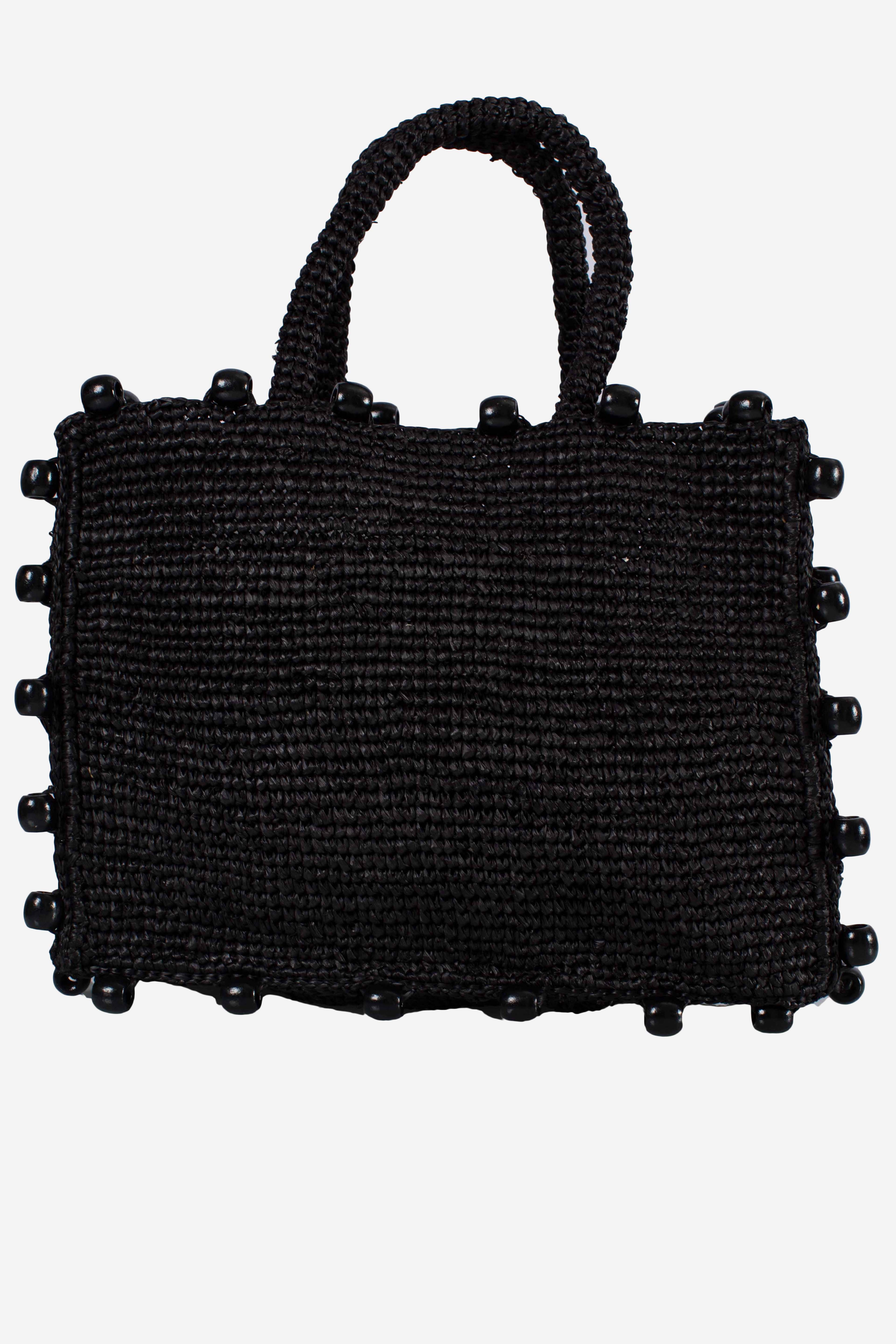 BORSA COLETTE RAFFIA BEADS BLACK