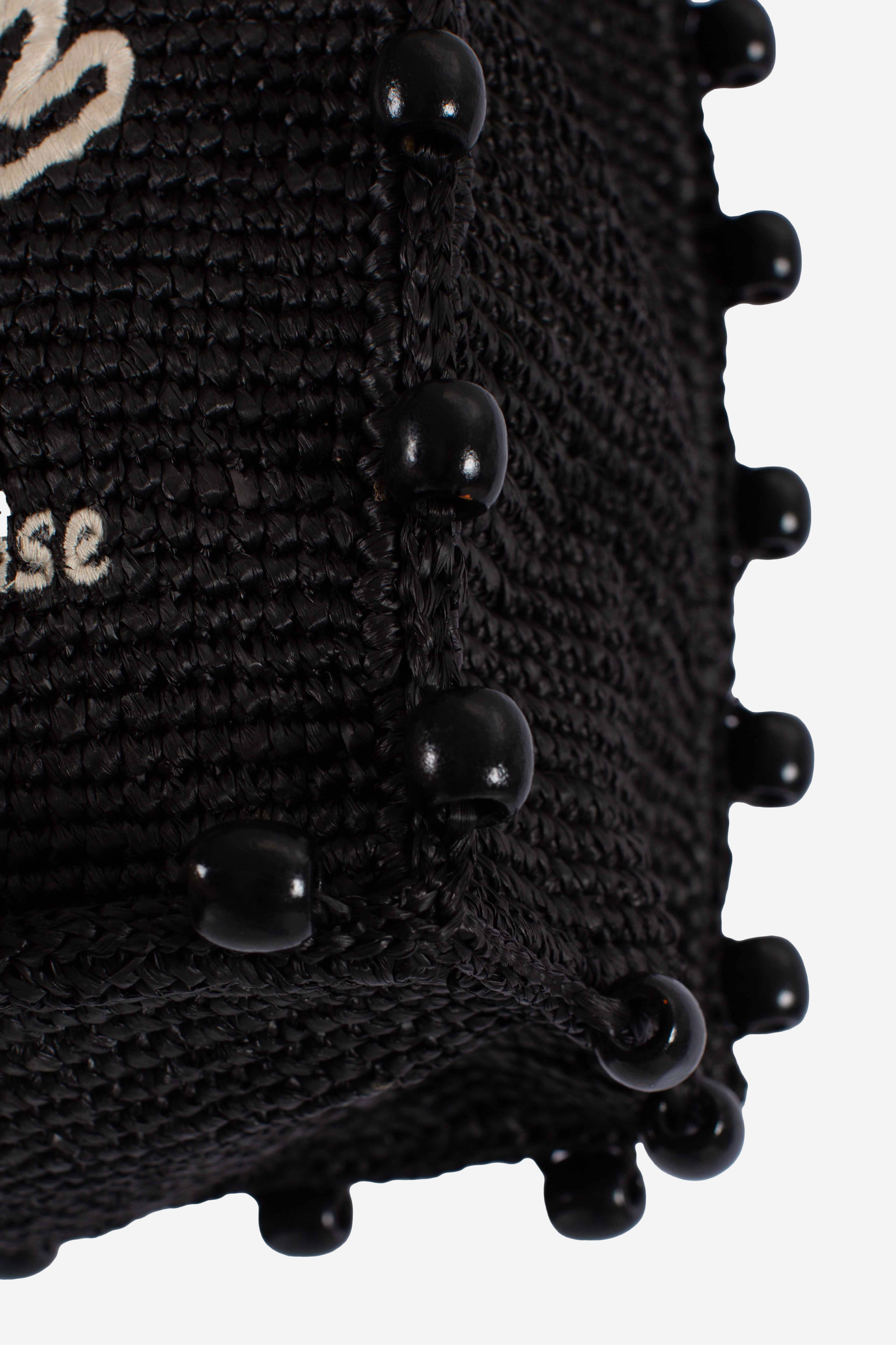 BORSA COLETTE RAFFIA BEADS BLACK