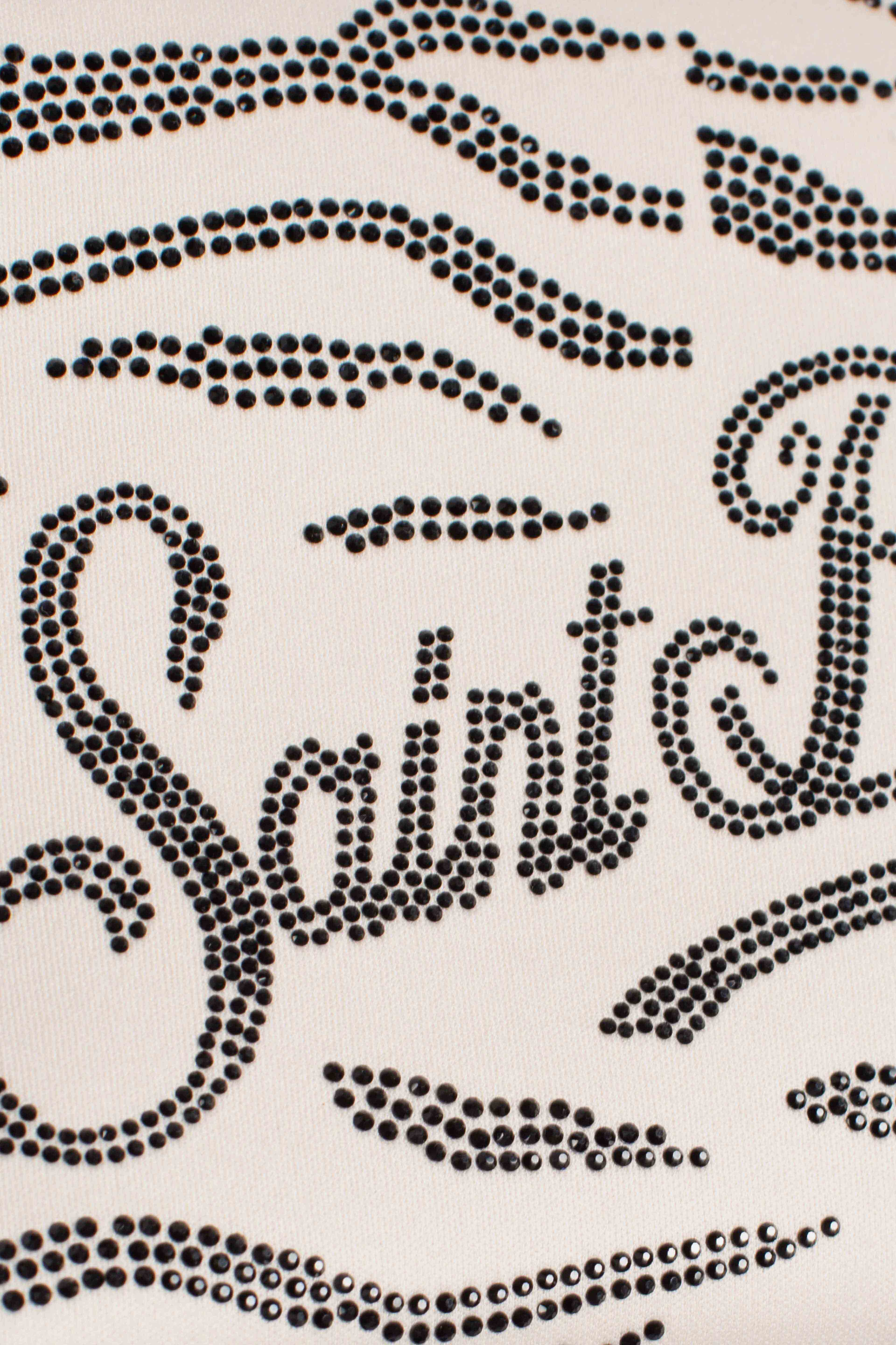 Pochette Aline in scuba con stampa zebrata e strass applicati