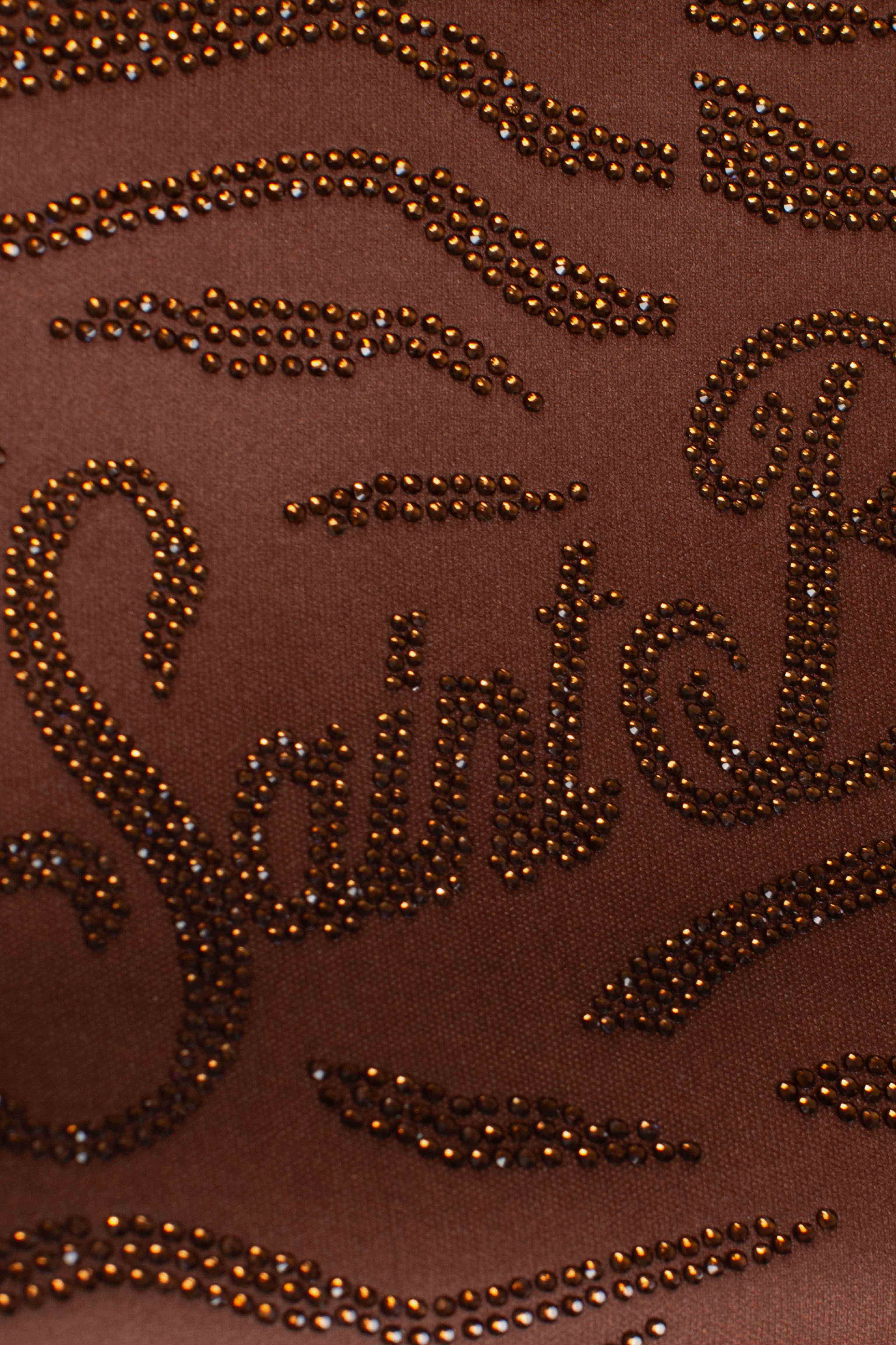 Pochette Aline in scuba con stampa zebrata e strass applicati
