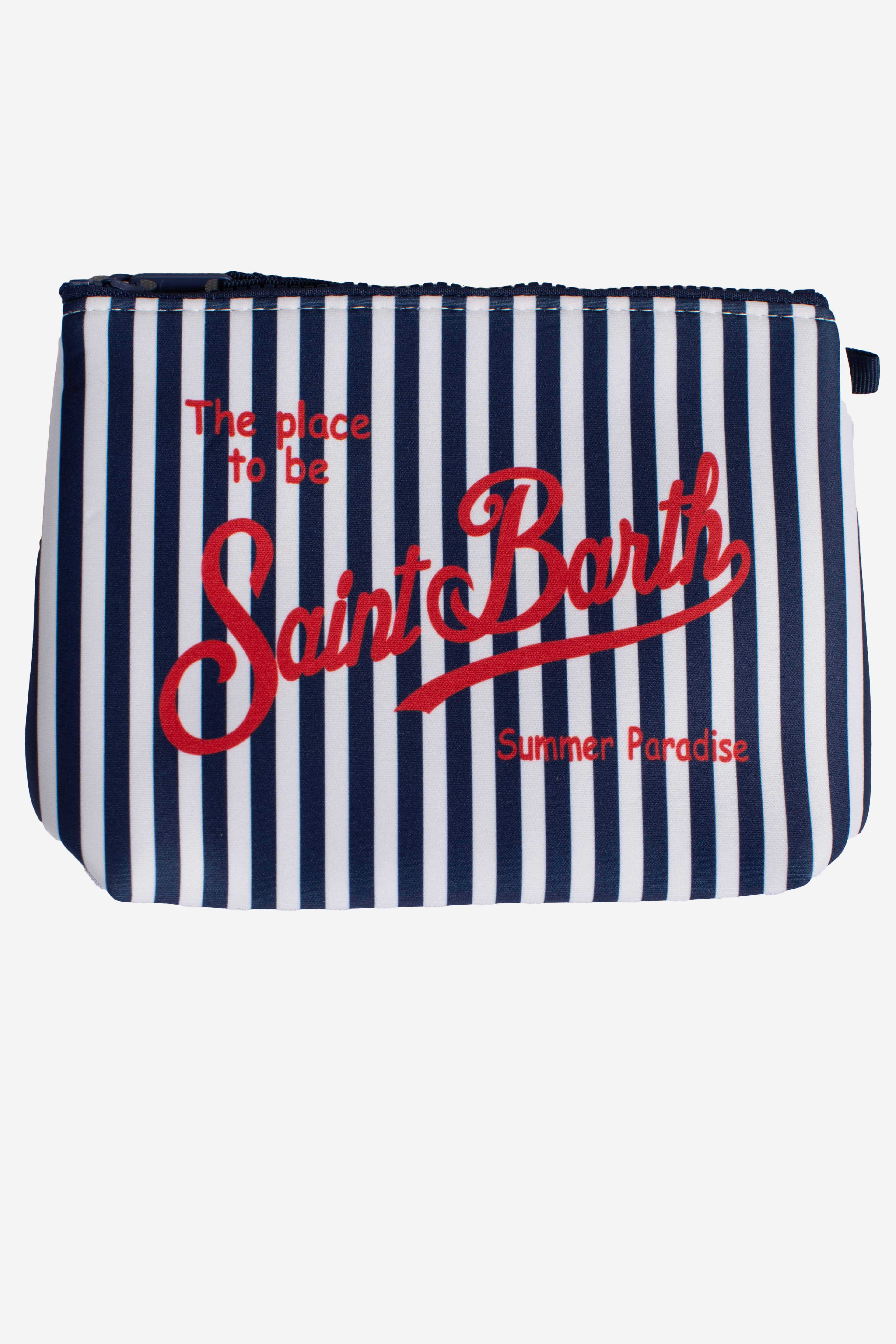 Pochette Aline in scuba in stripes white blue
