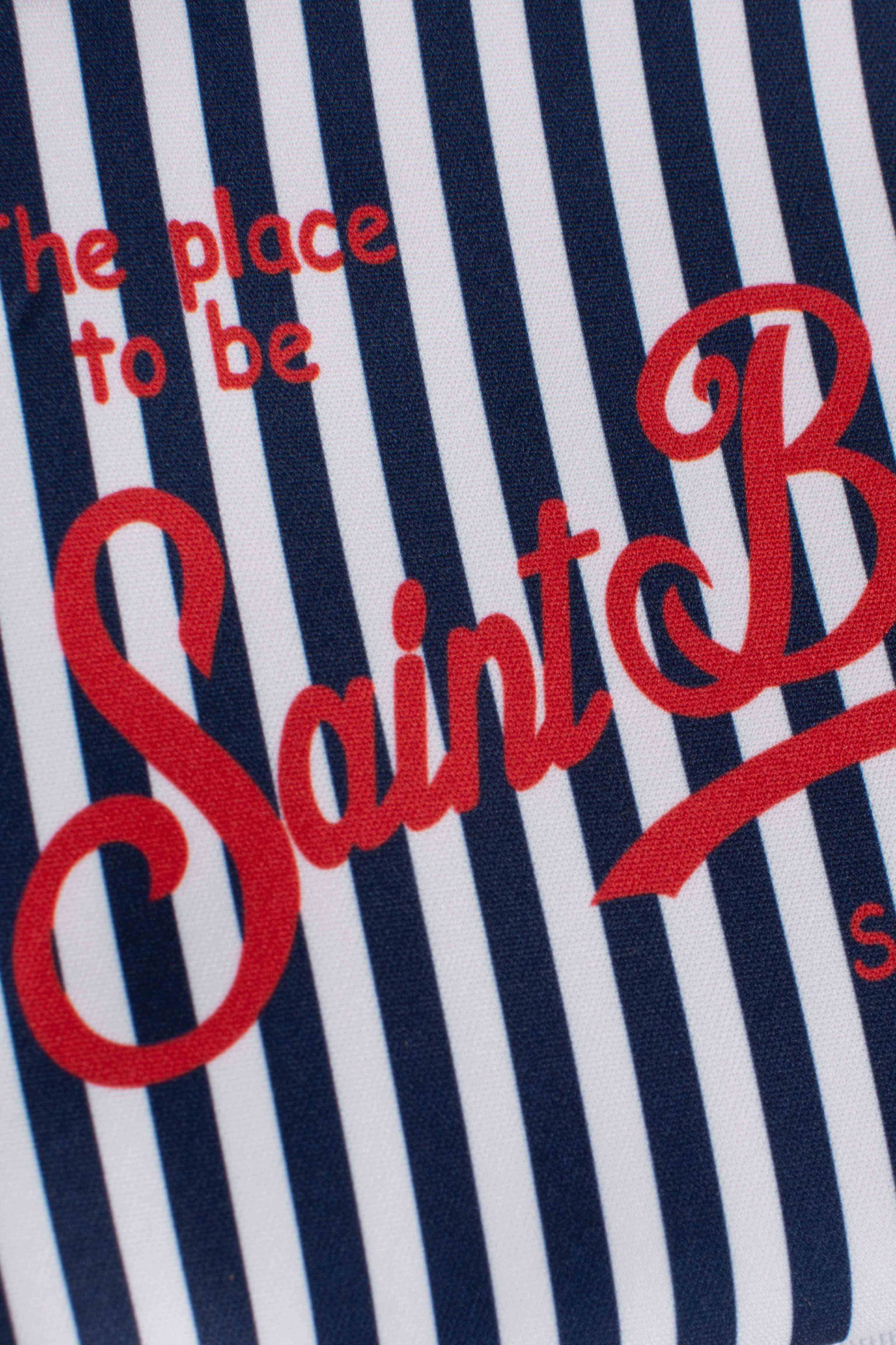 Pochette Aline in scuba in stripes white blue