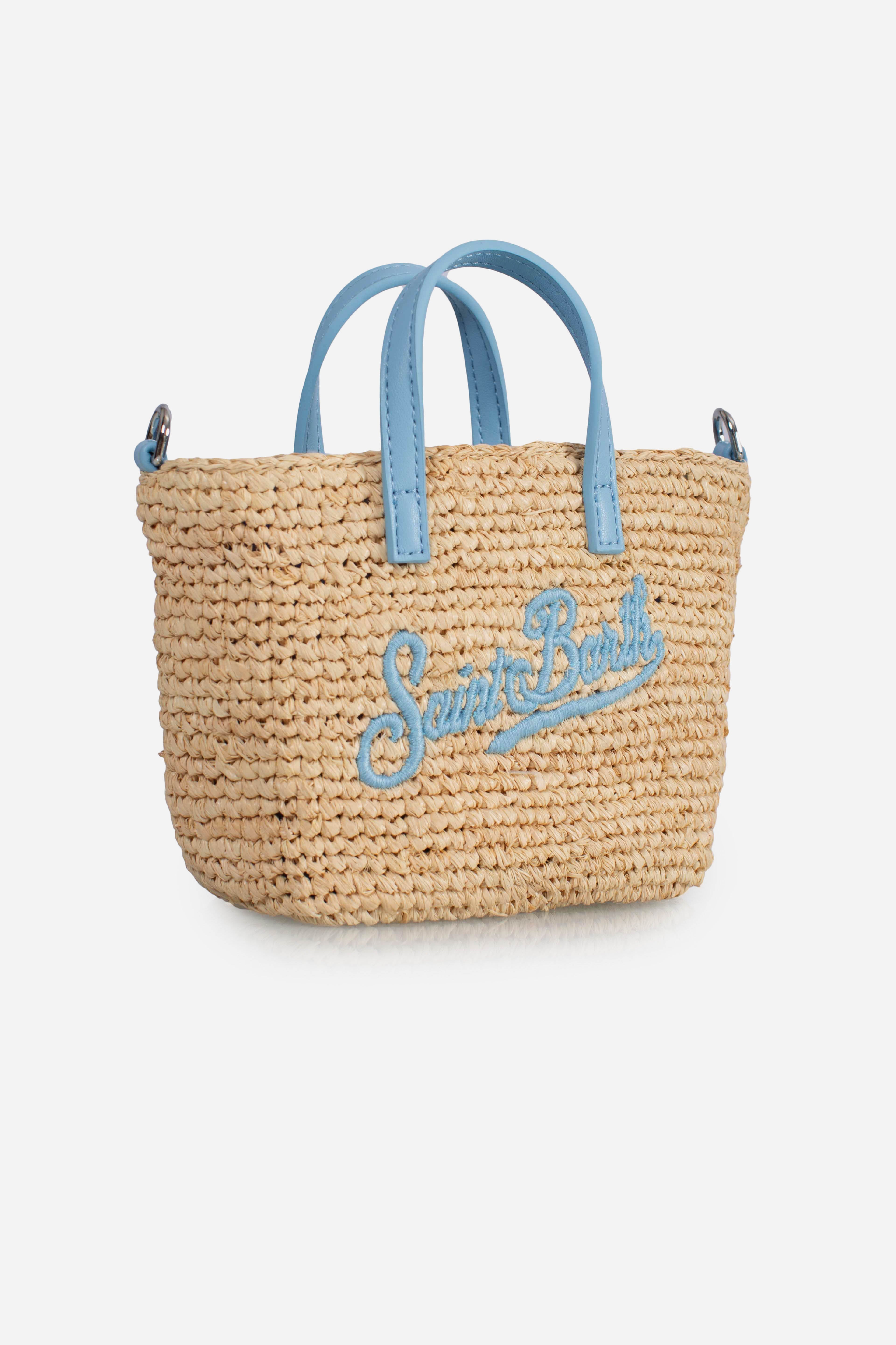 Rafia City Micro Bag beige con ricamo Saint Barth