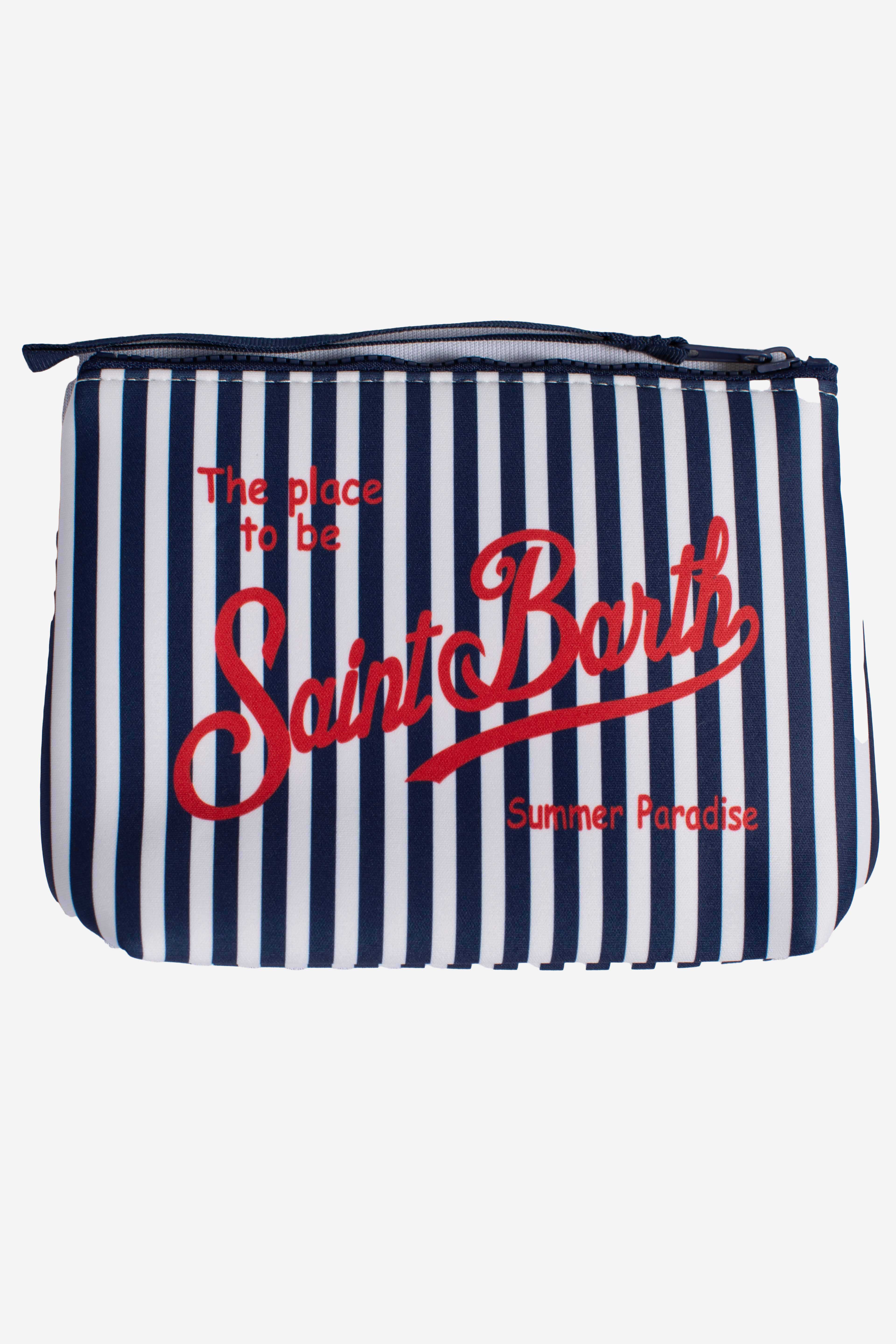Pochette Aline in scuba in stripes white blue