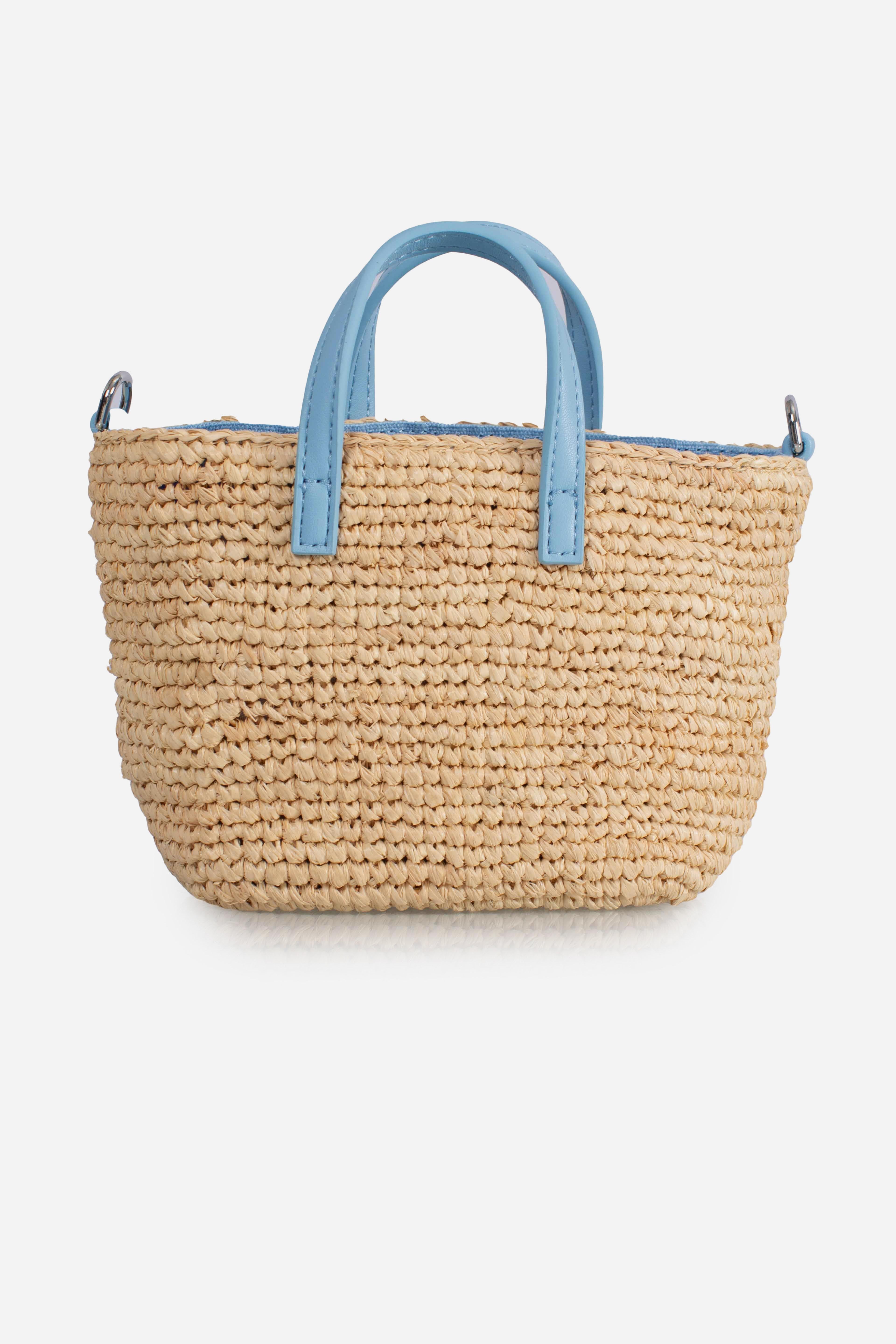 Rafia City Micro Bag beige con ricamo Saint Barth