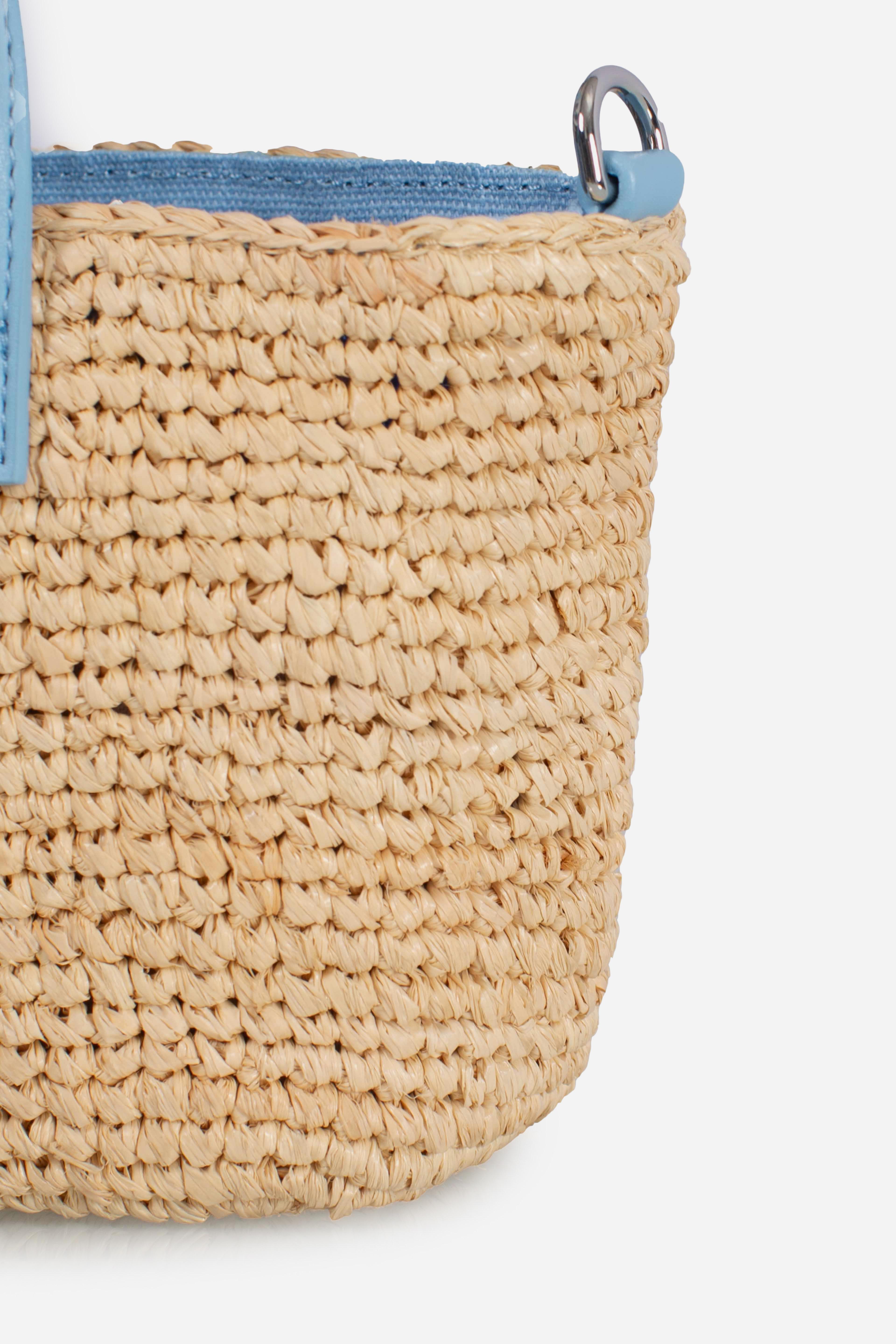 Rafia City Micro Bag beige con ricamo Saint Barth