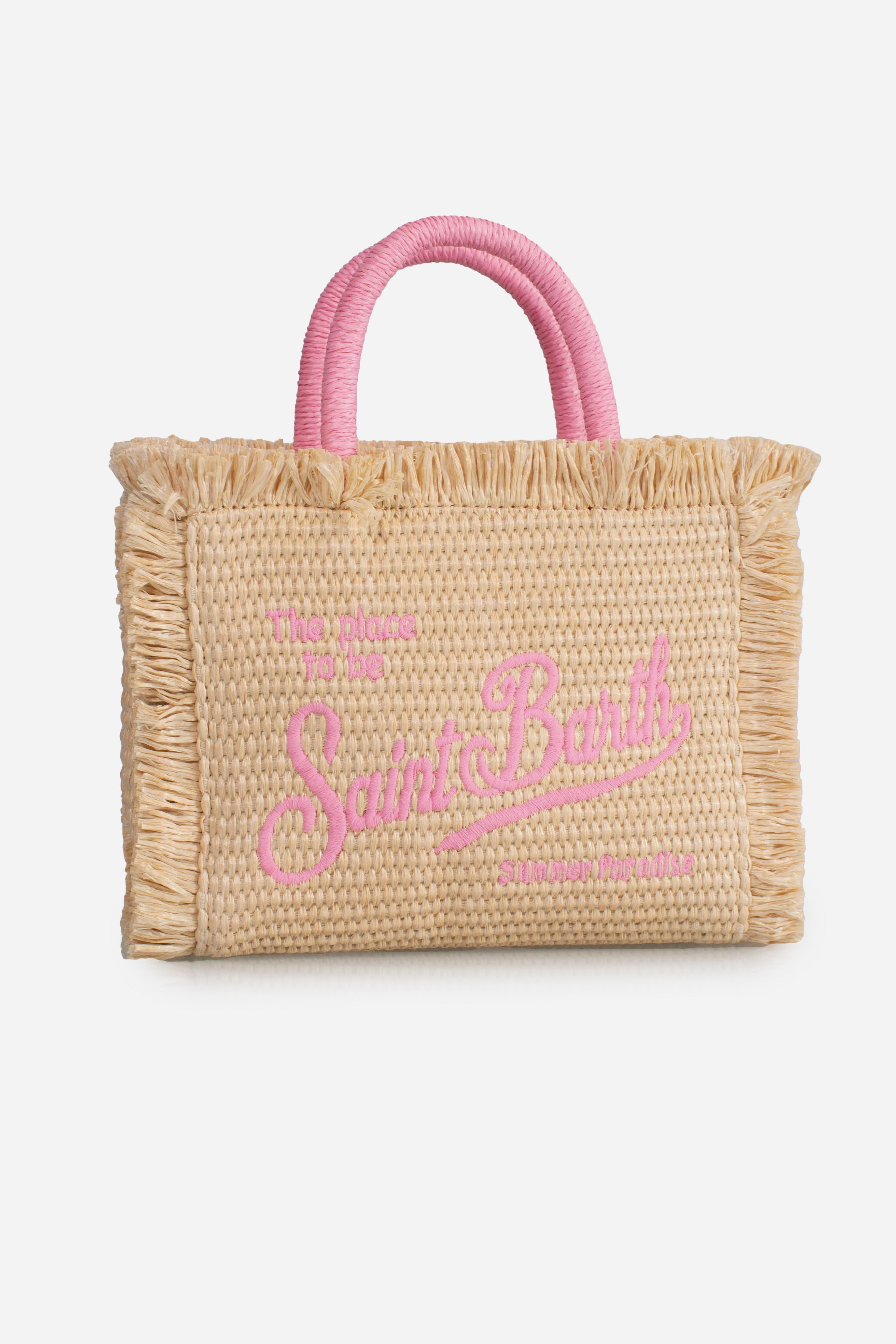 Borsa Mini Vanity beige effetto paglia