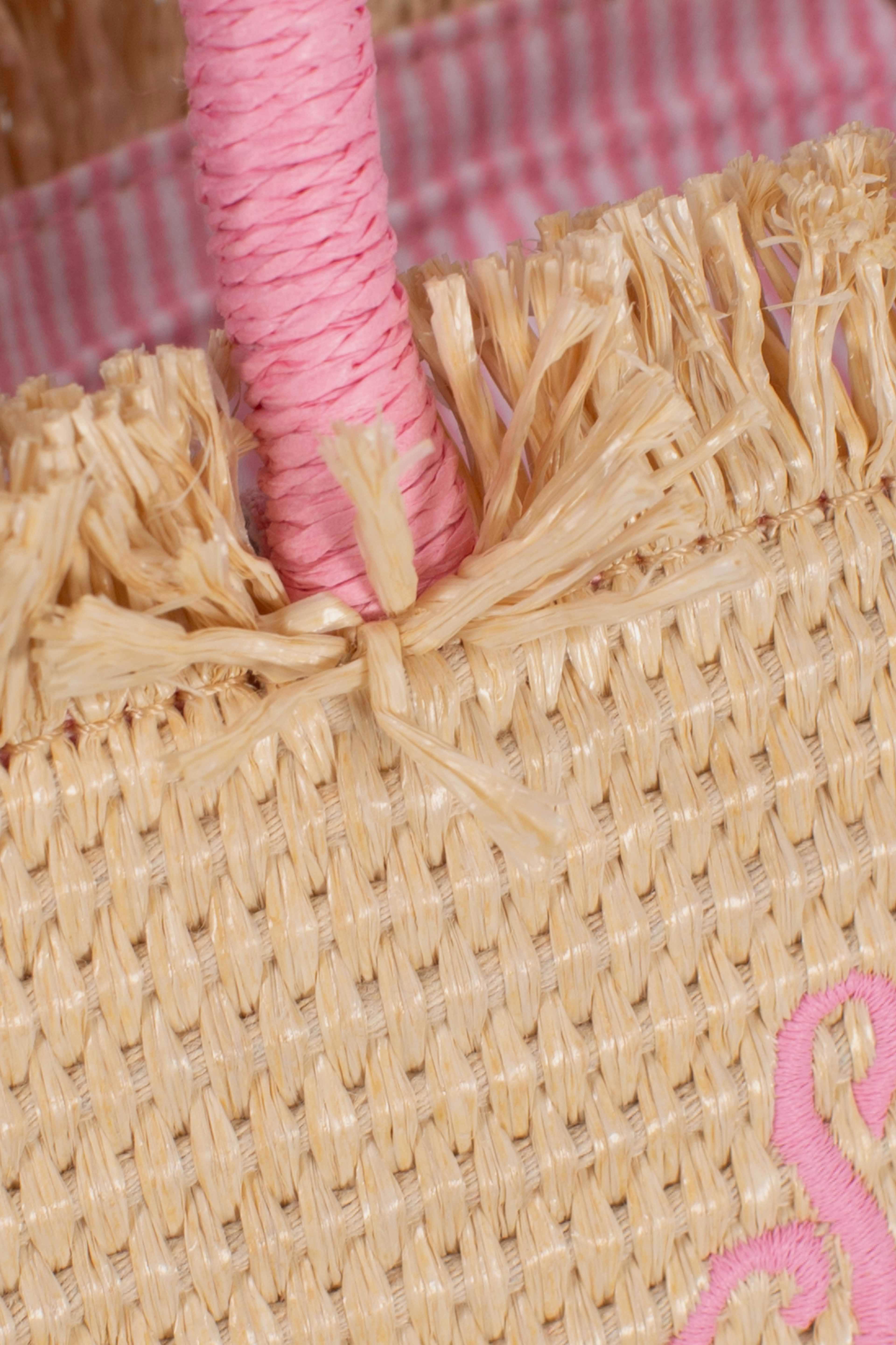 Borsa Mini Vanity beige effetto paglia
