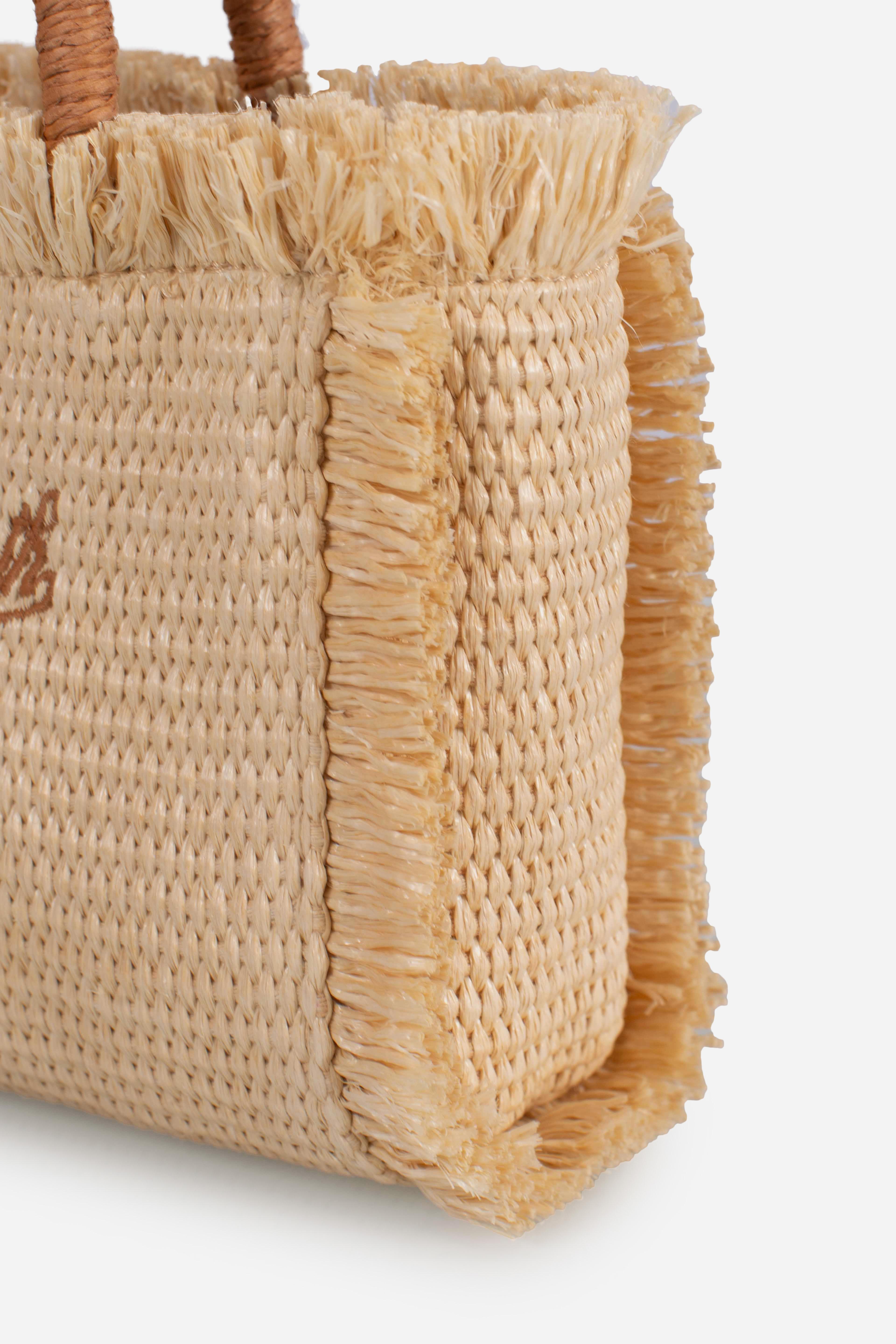 Borsa Mini Vanity beige effetto paglia
