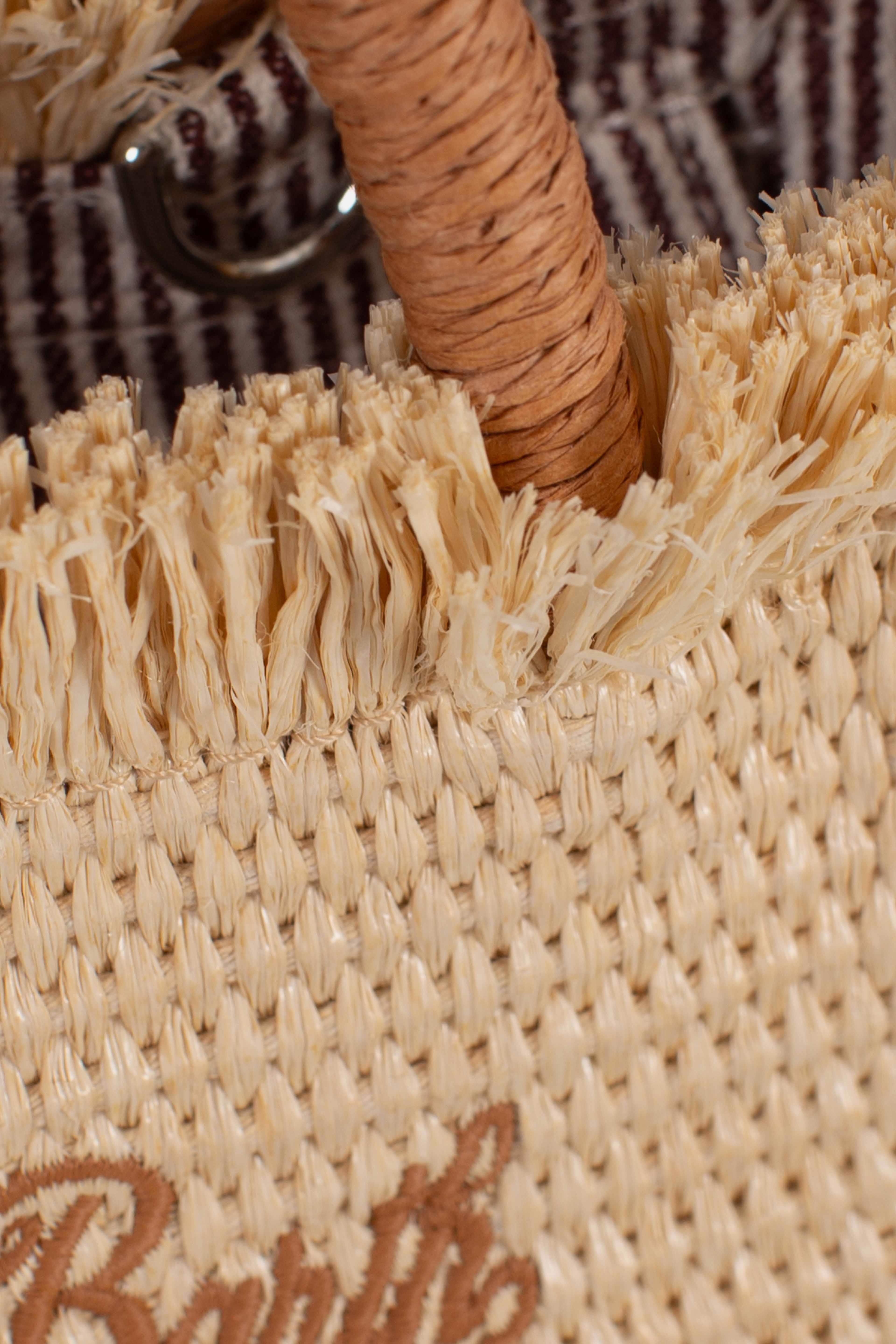 Borsa Mini Vanity beige effetto paglia