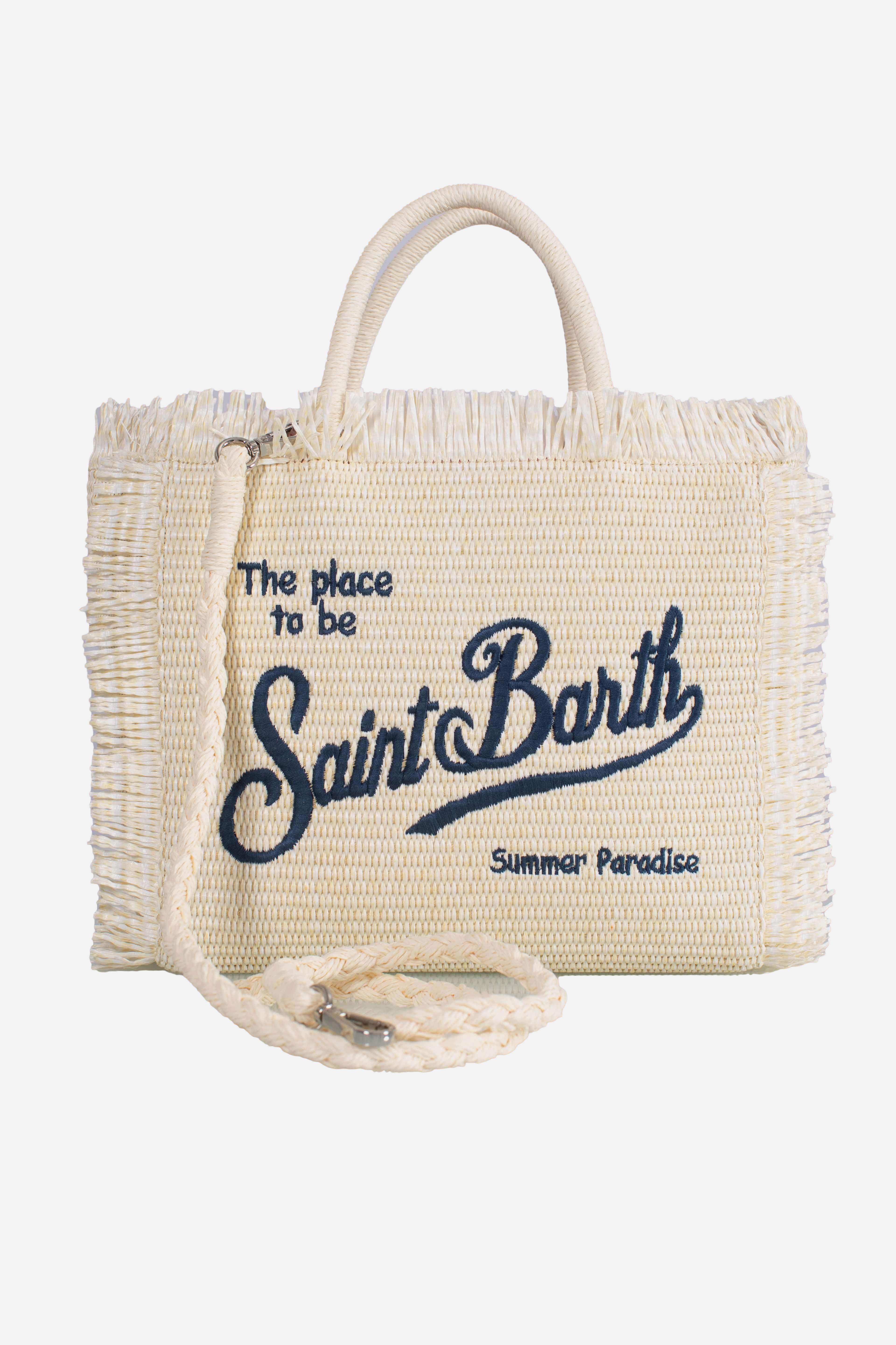 Borsa Mini Vanity cream effetto paglia