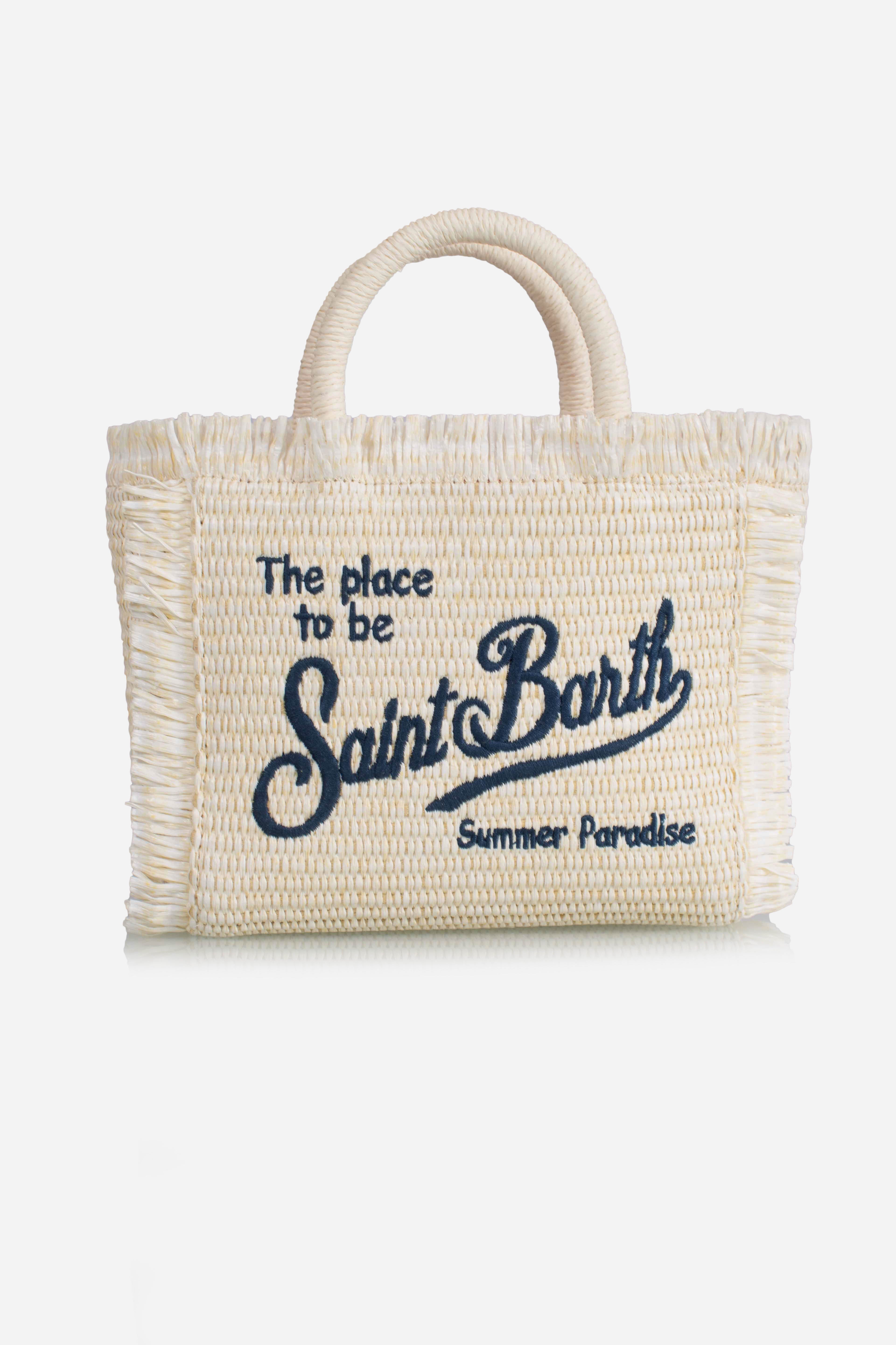 Borsa Mini Vanity cream effetto paglia