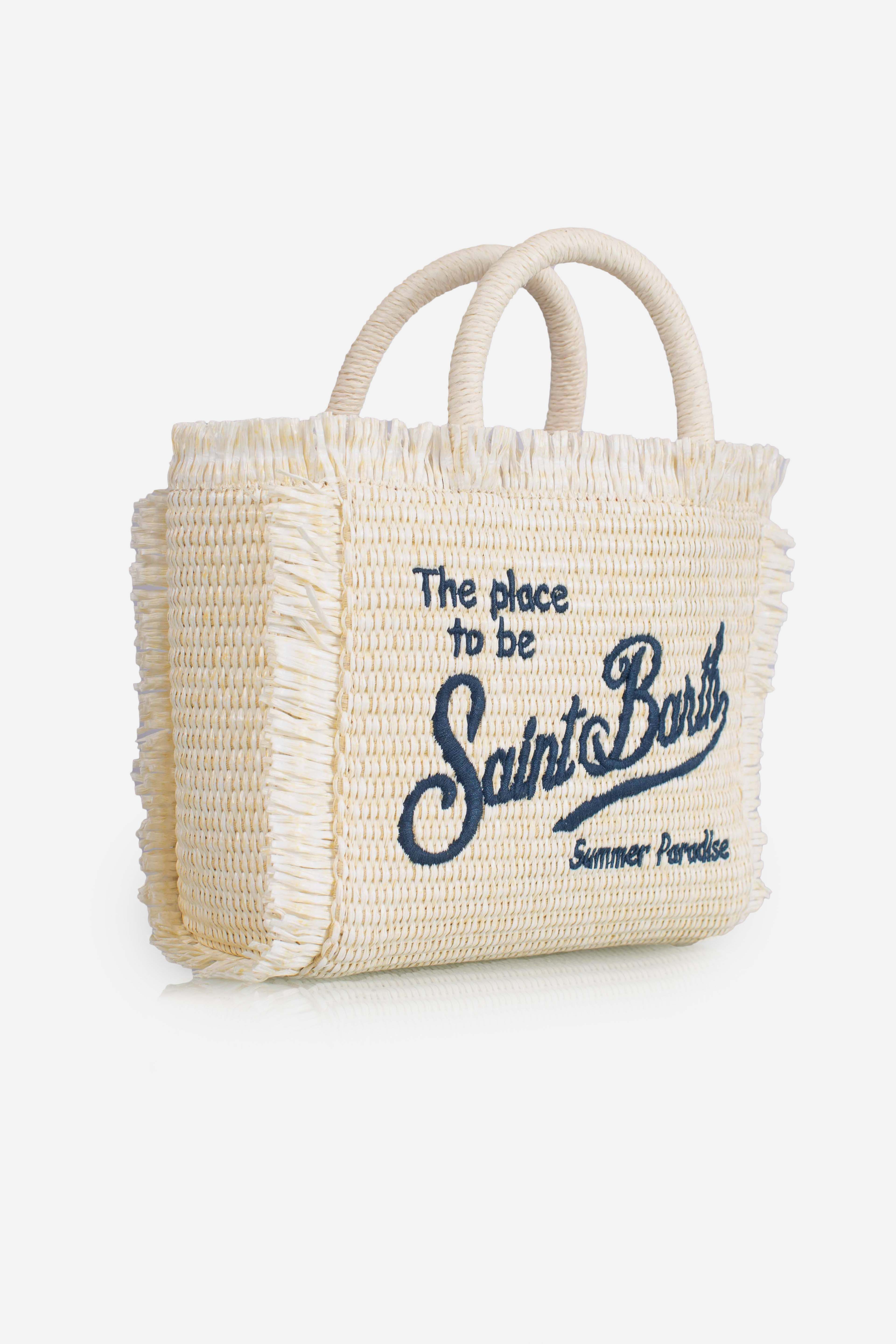Borsa Mini Vanity cream effetto paglia