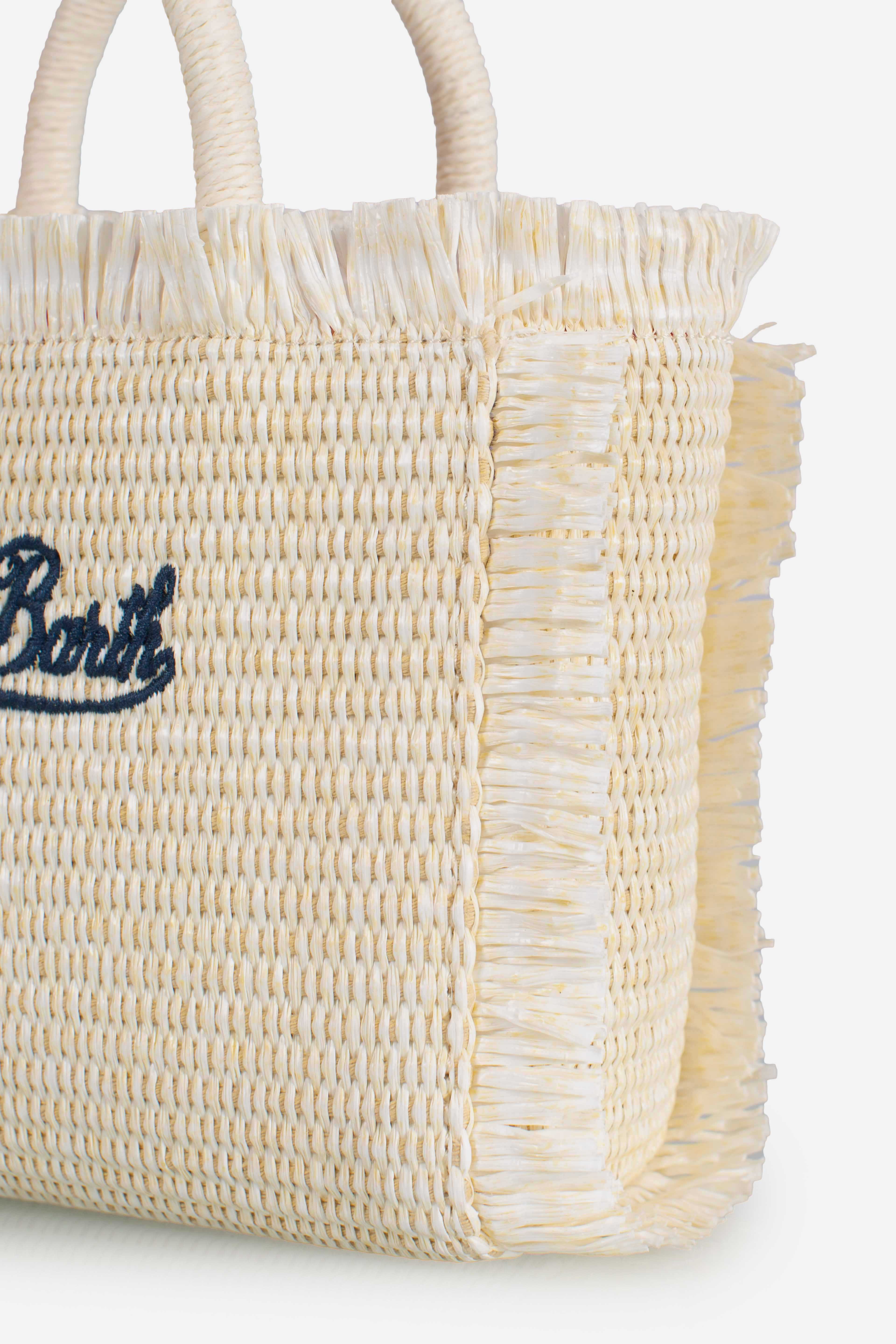 Borsa Mini Vanity cream effetto paglia