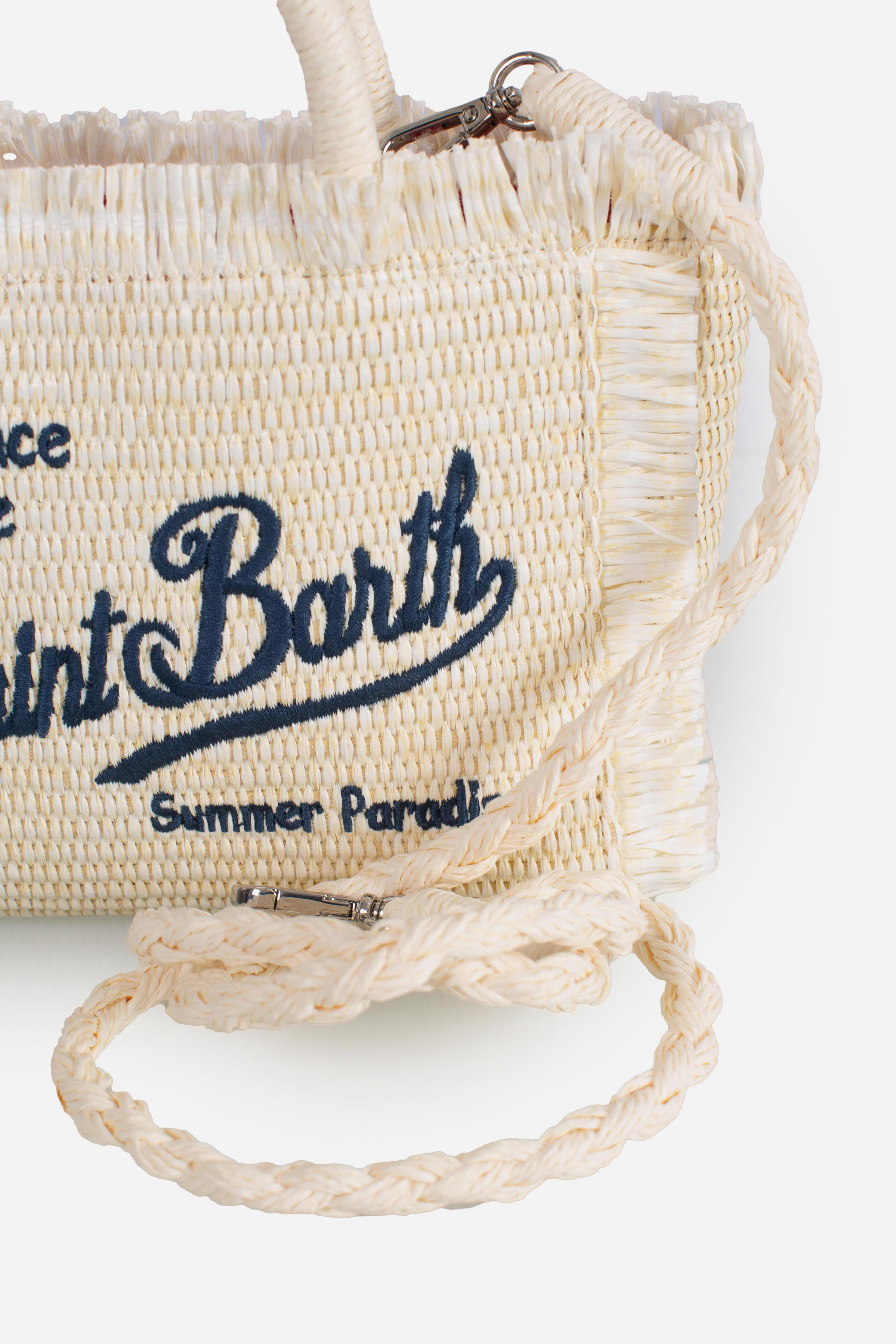 Borsa Mini Vanity cream effetto paglia
