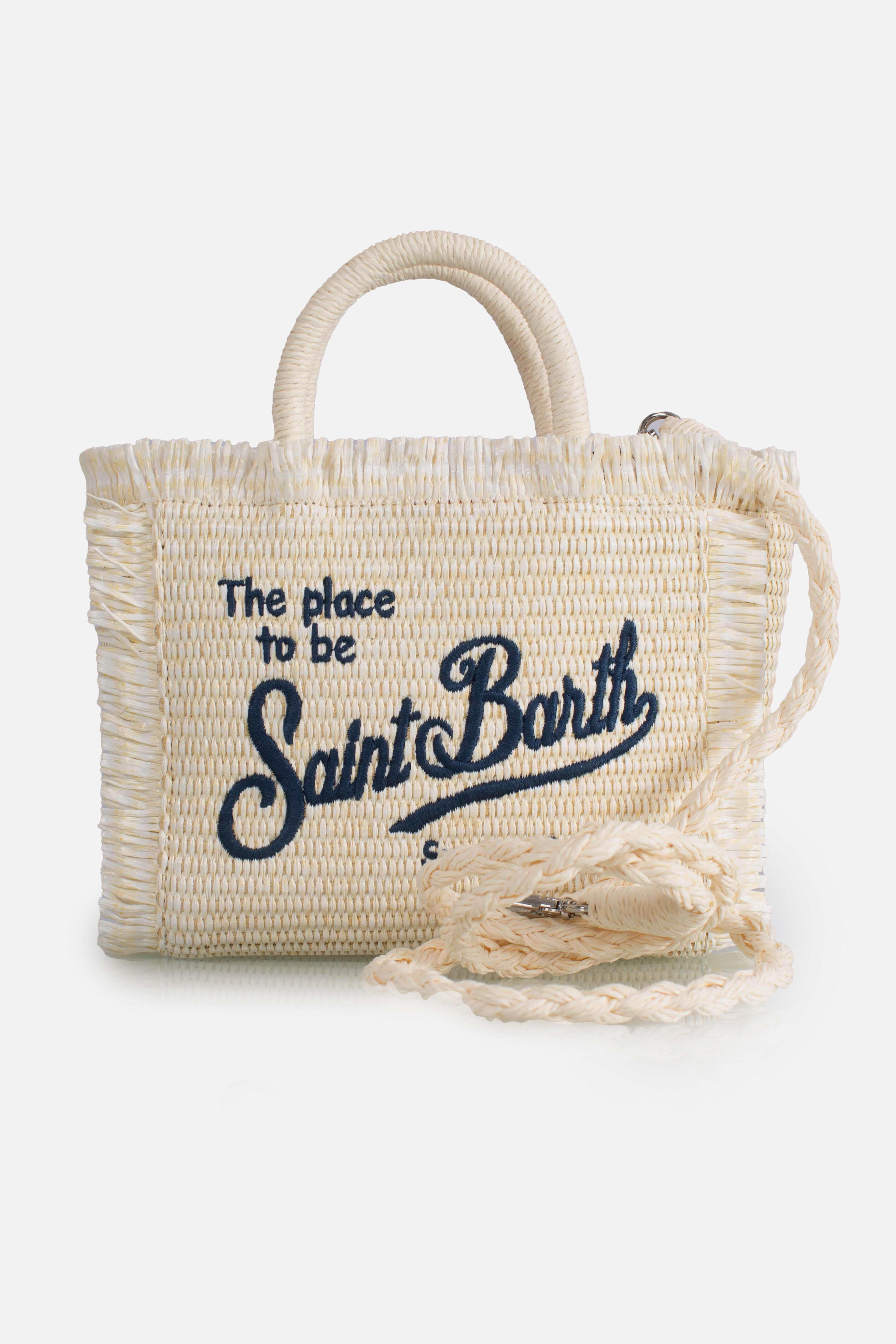 Borsa Mini Vanity cream effetto paglia