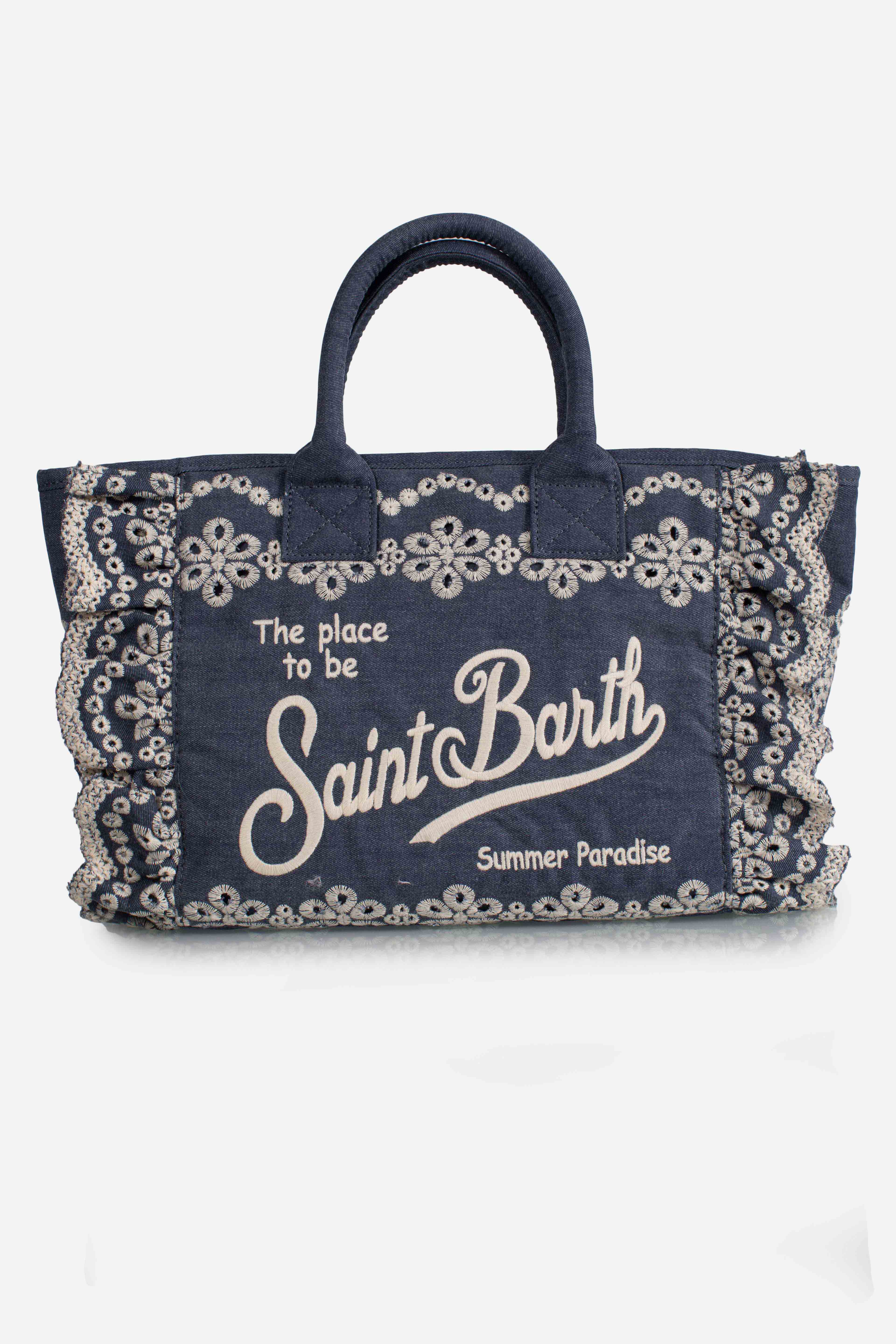 Borsa MC2 Saint Barth in cotone ricamato