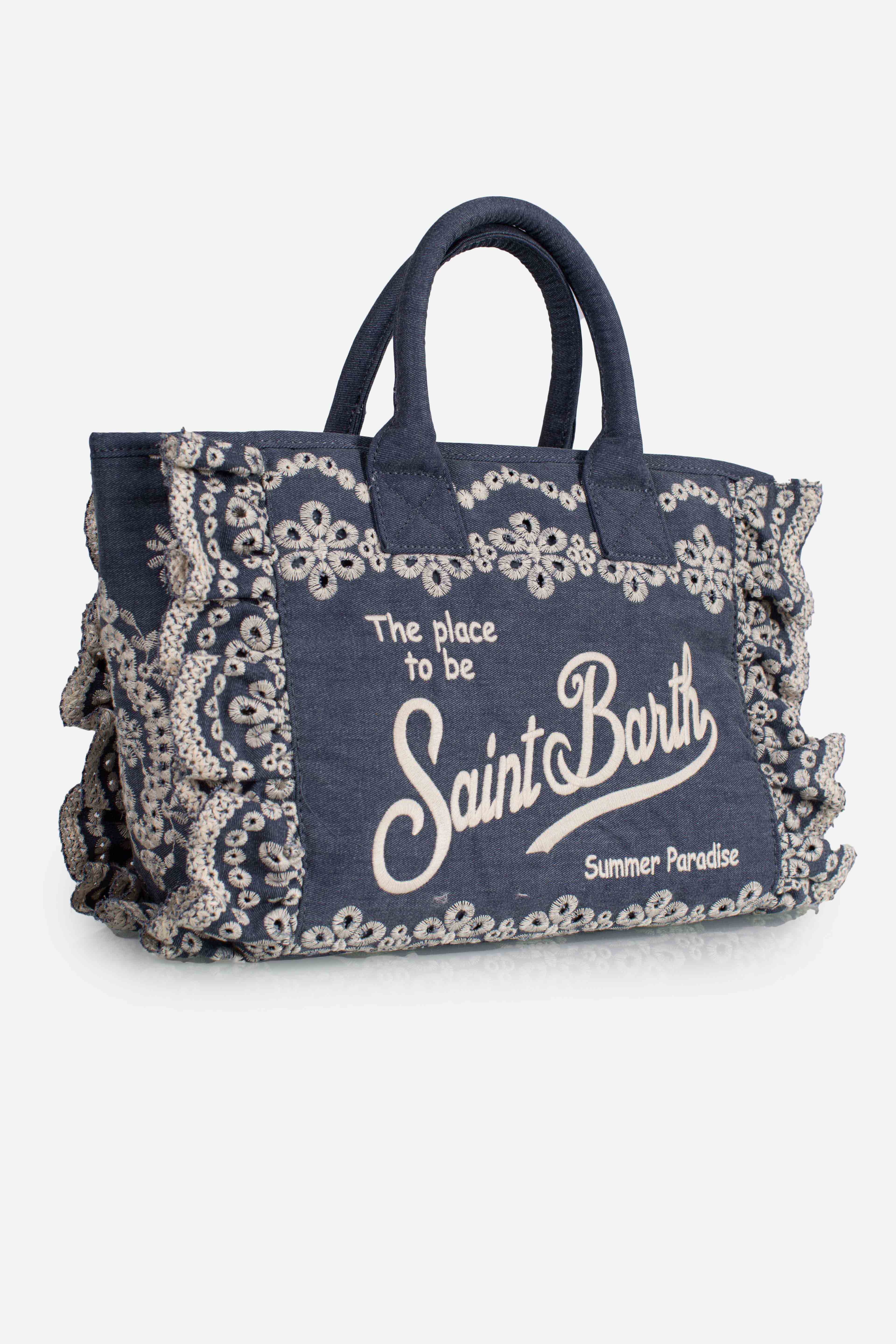 Borsa MC2 Saint Barth in cotone ricamato