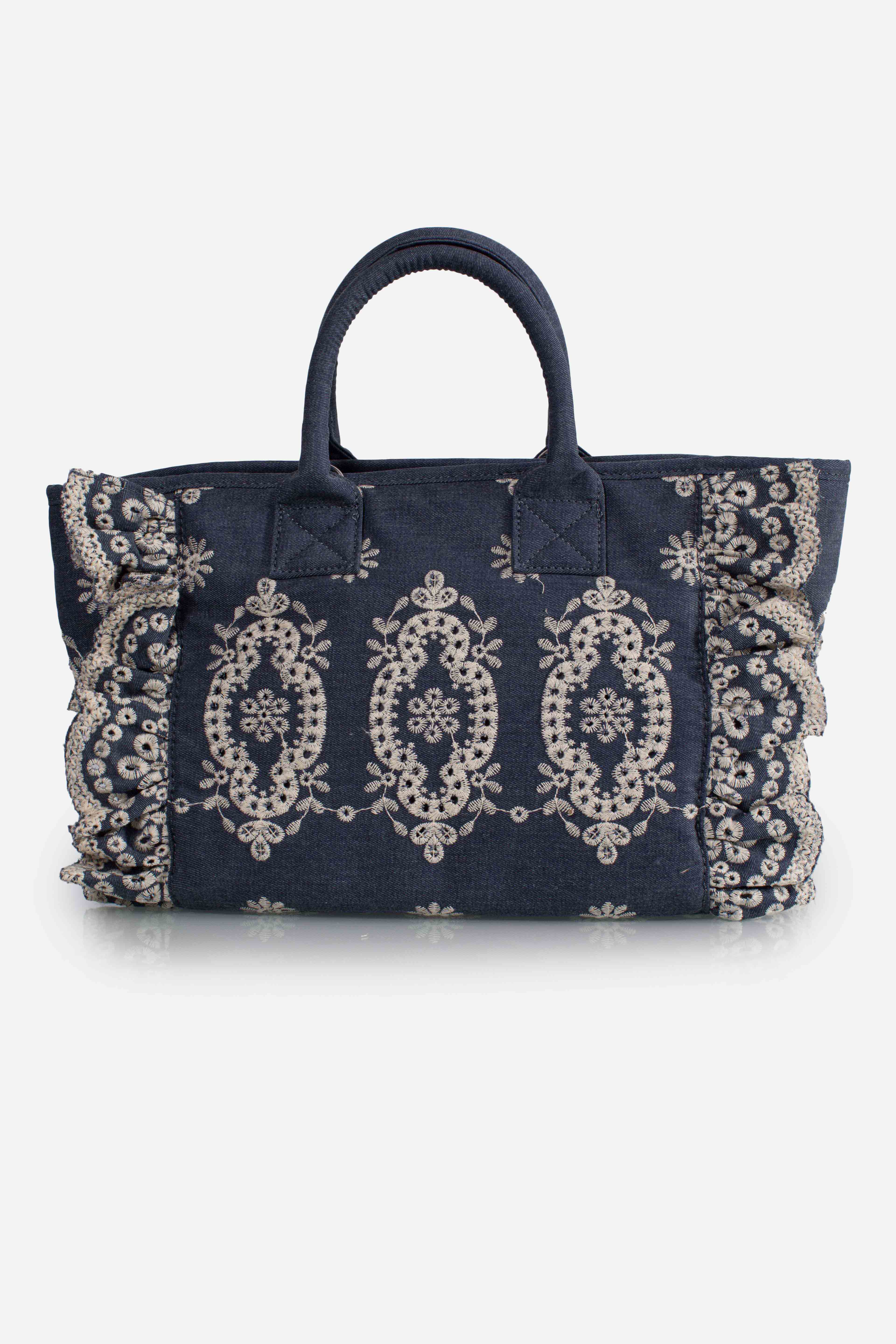 Borsa MC2 Saint Barth in cotone ricamato