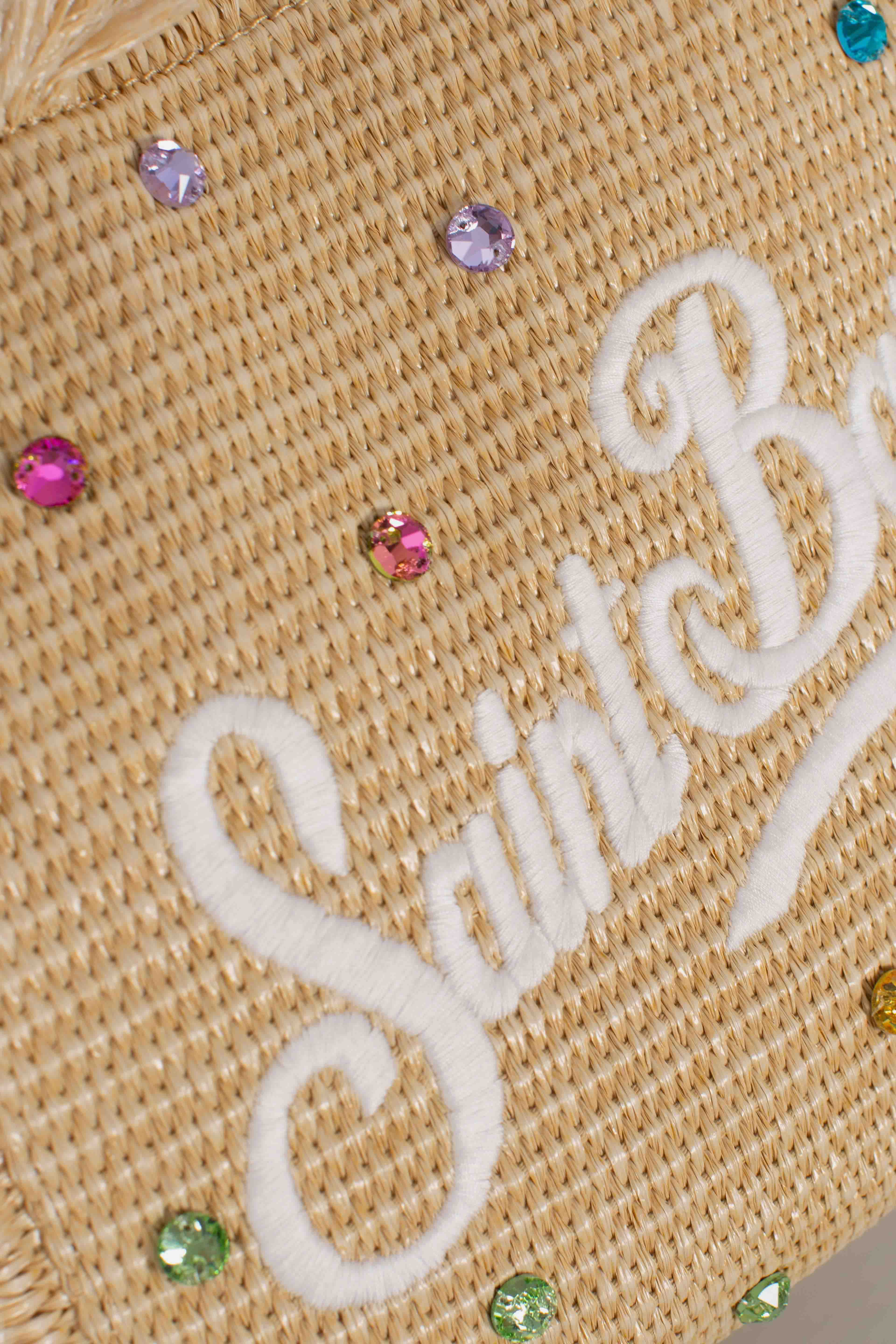 Borsa Colette effetto paglia con decorazioni in strass