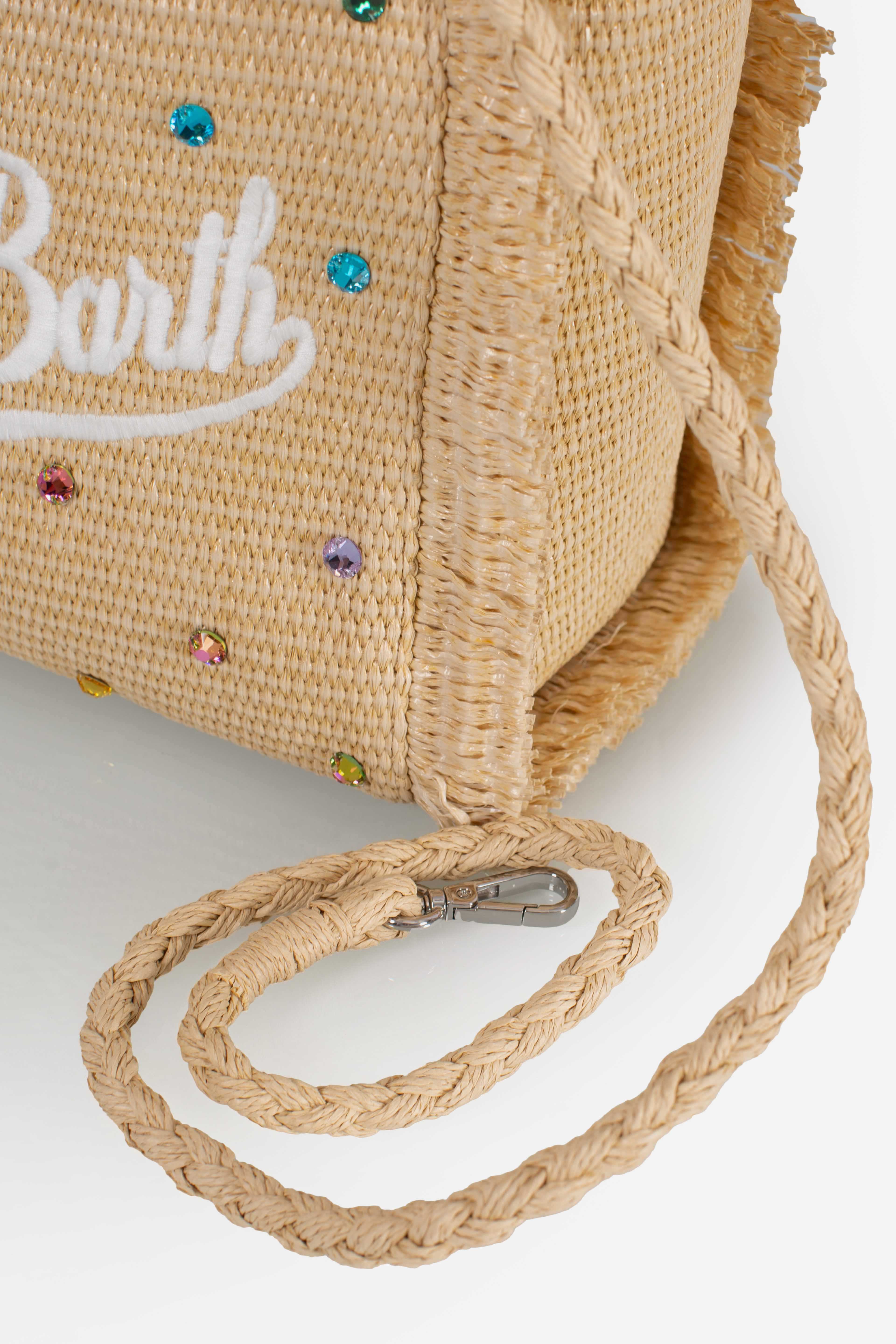 Borsa Colette effetto paglia con decorazioni in strass