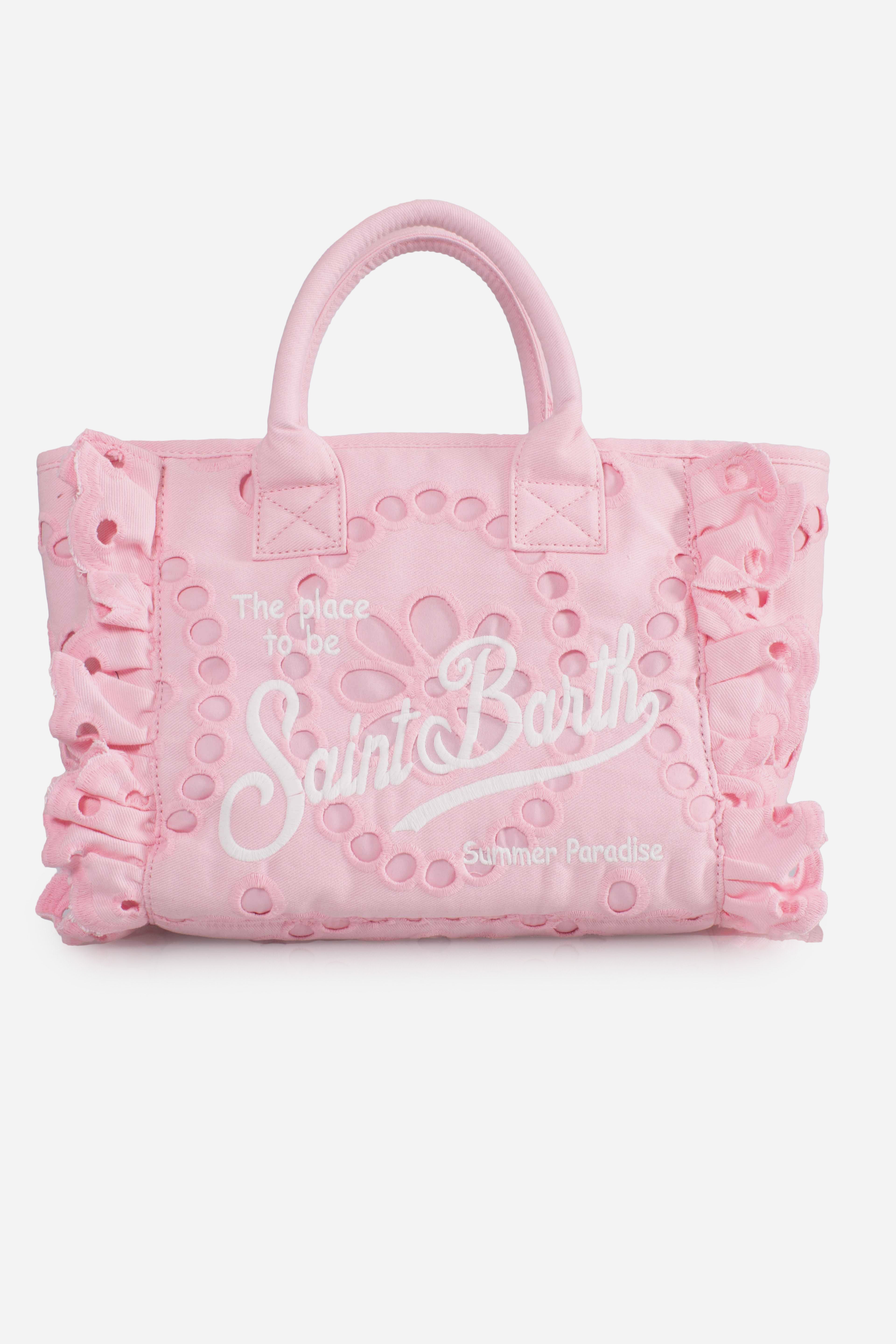 Borsa Colette volant sangallo con logo ricamato