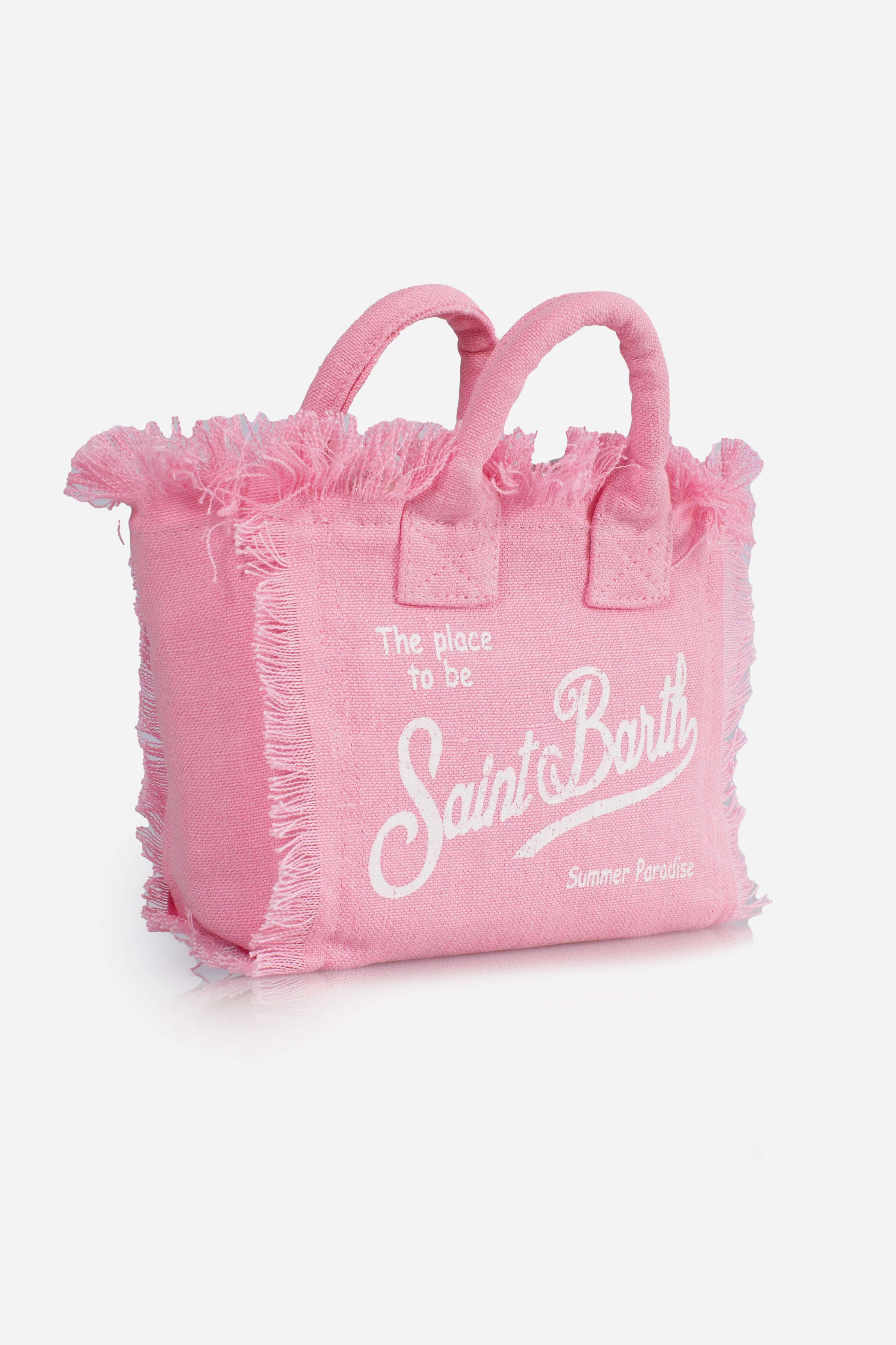 Borsa Mini Vanity in lino rosa