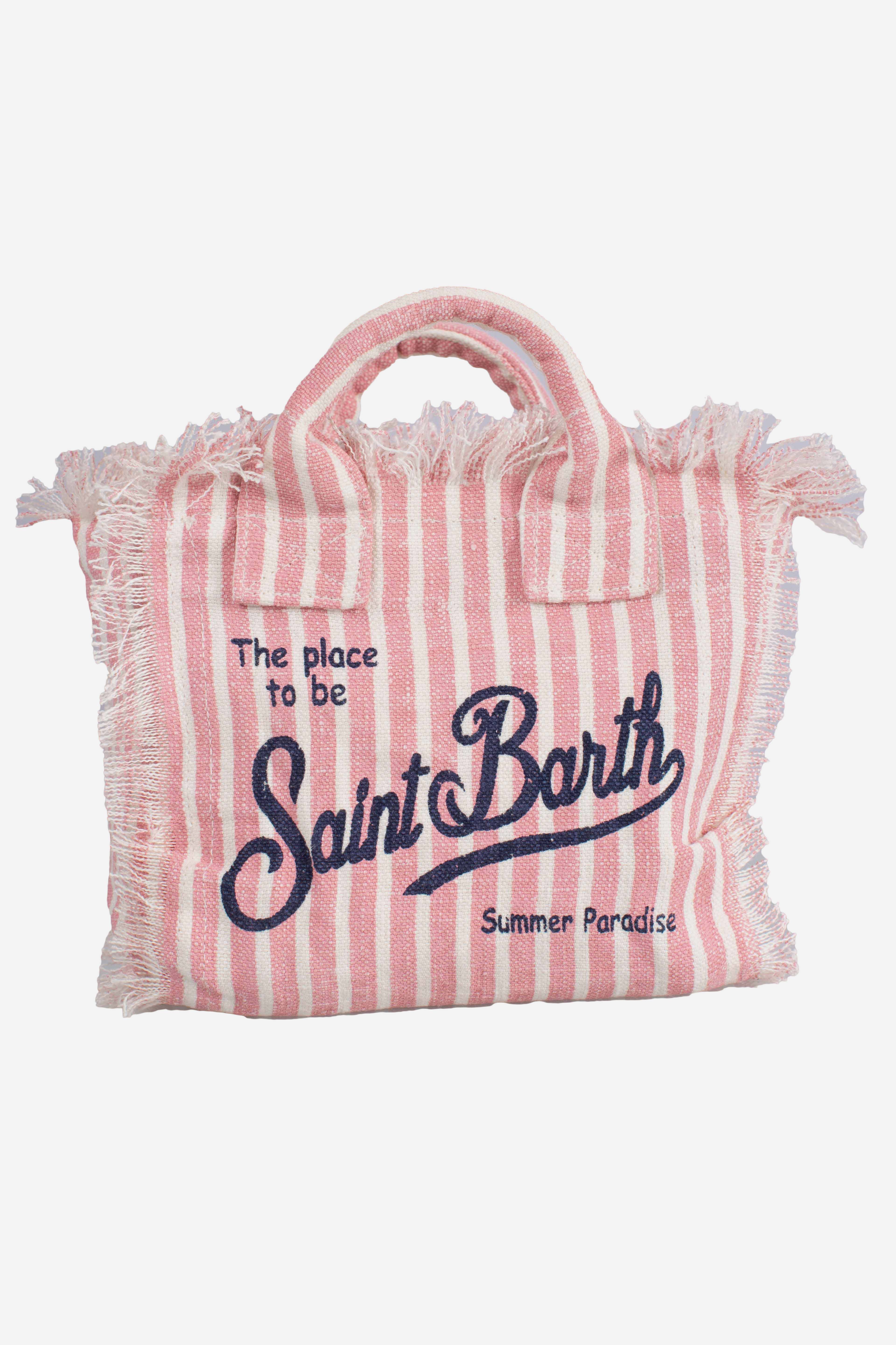 Borsa Mini Vanity in LINO con stampa a righe