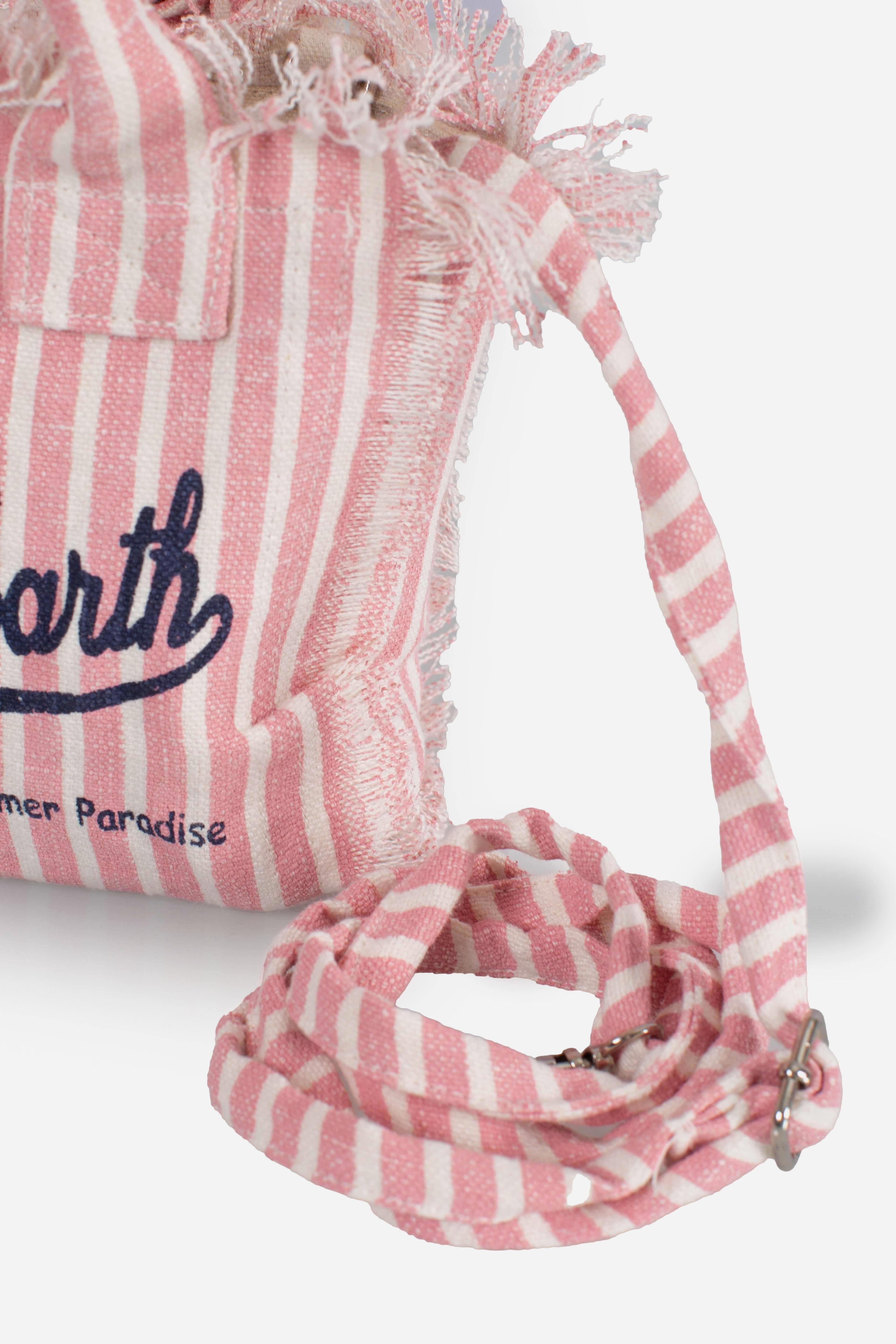 Borsa Mini Vanity in LINO con stampa a righe