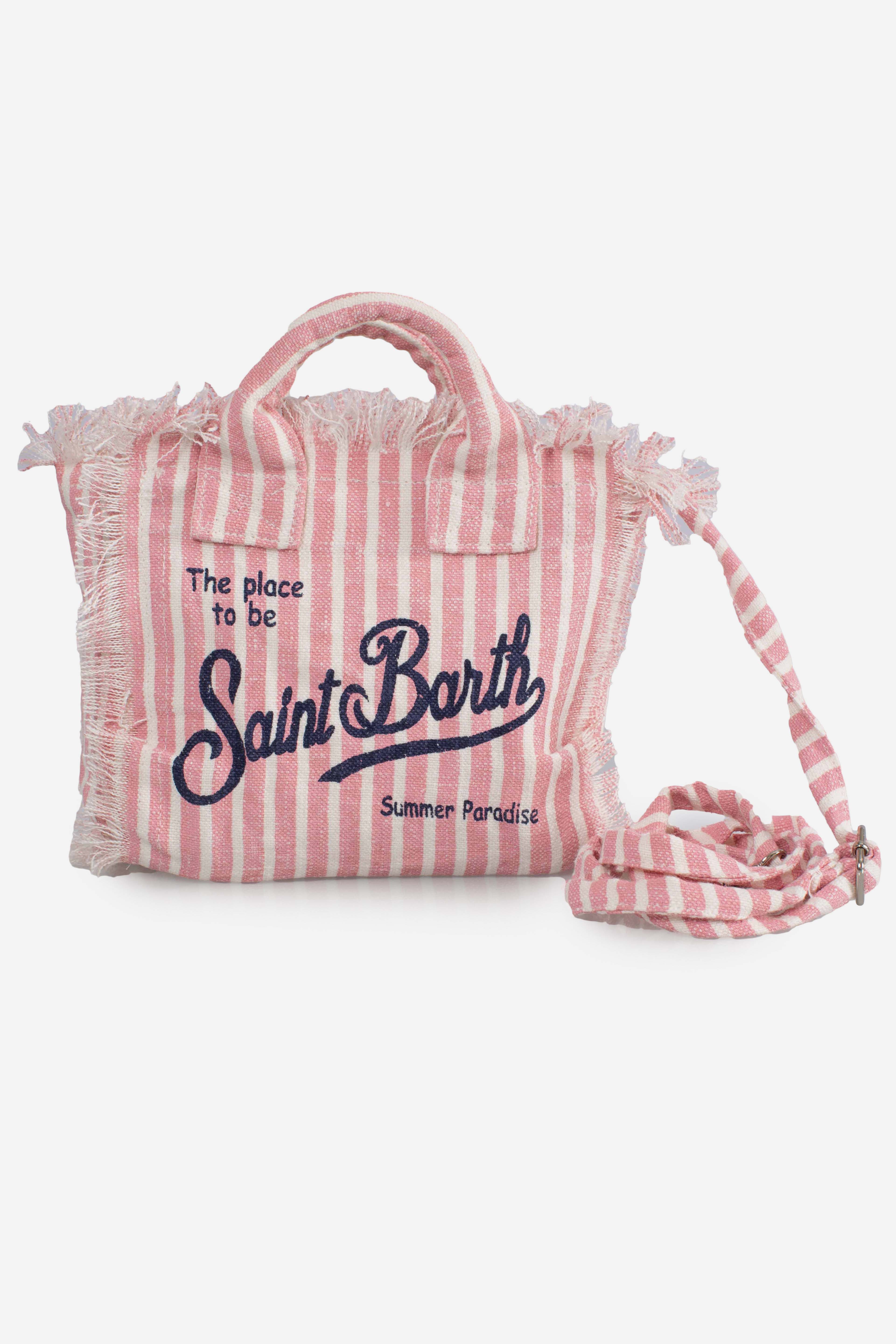 Borsa Mini Vanity in LINO con stampa a righe