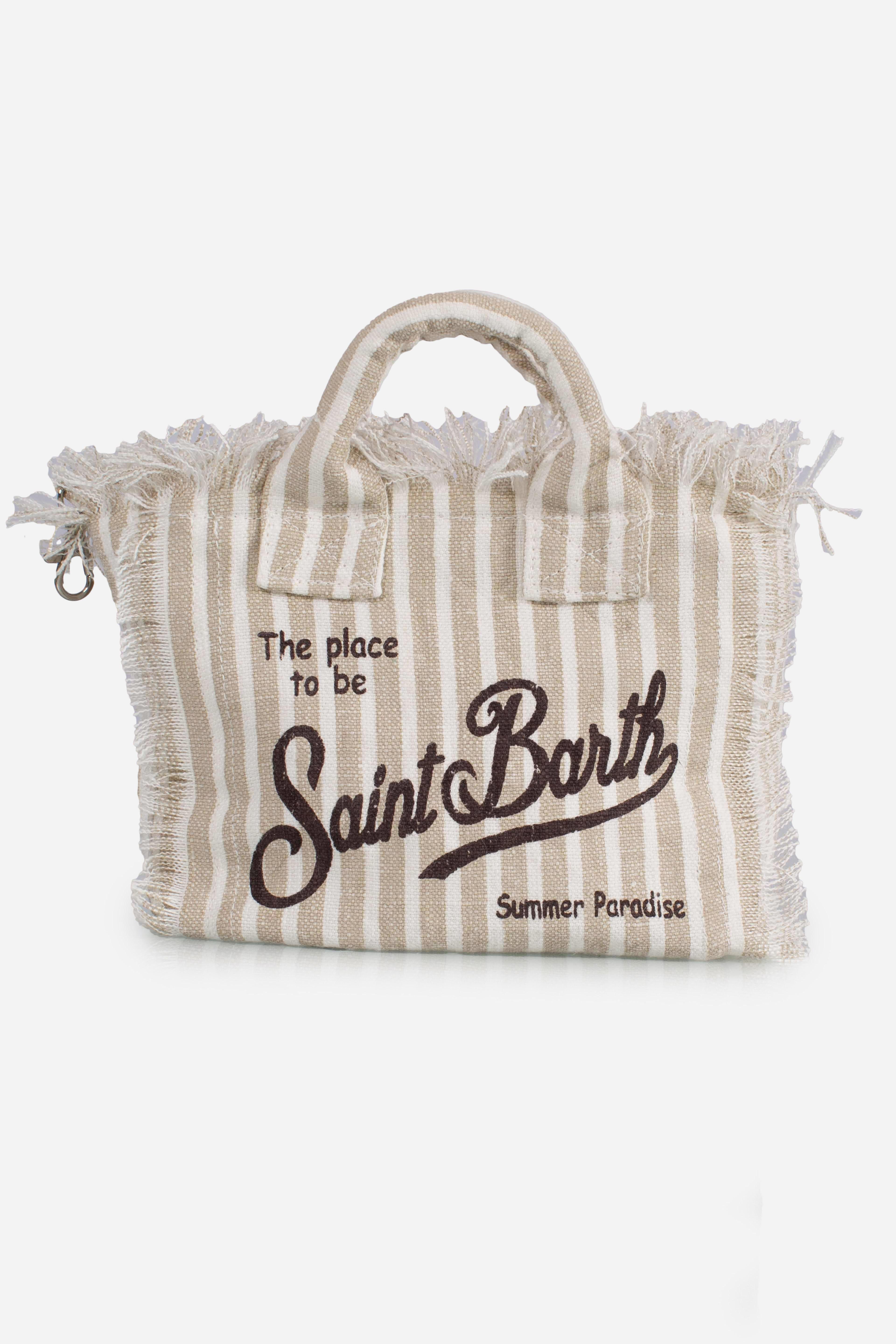 Borsa Mini Vanity in LINO con stampa a righe