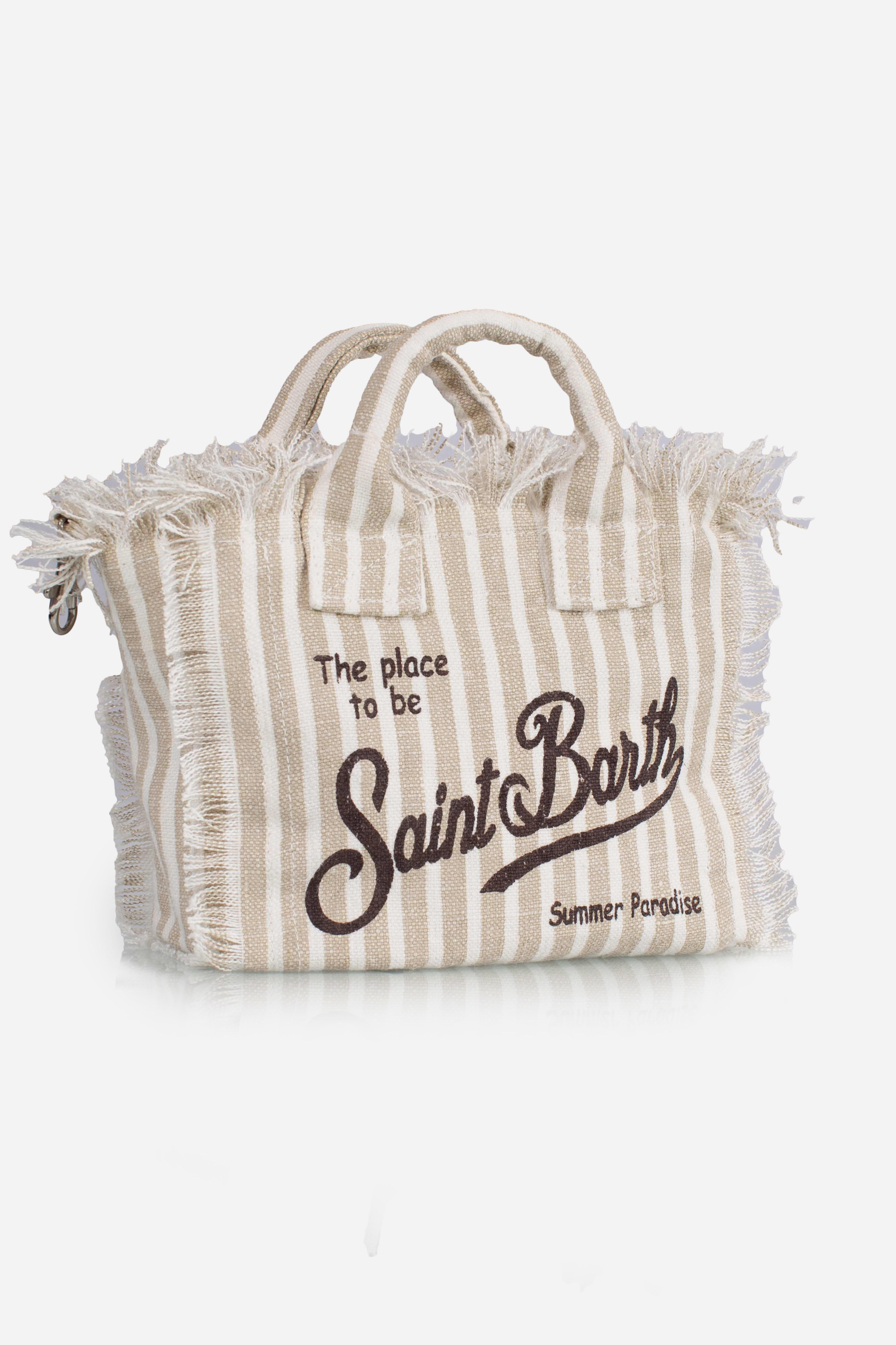 Borsa Mini Vanity in LINO con stampa a righe