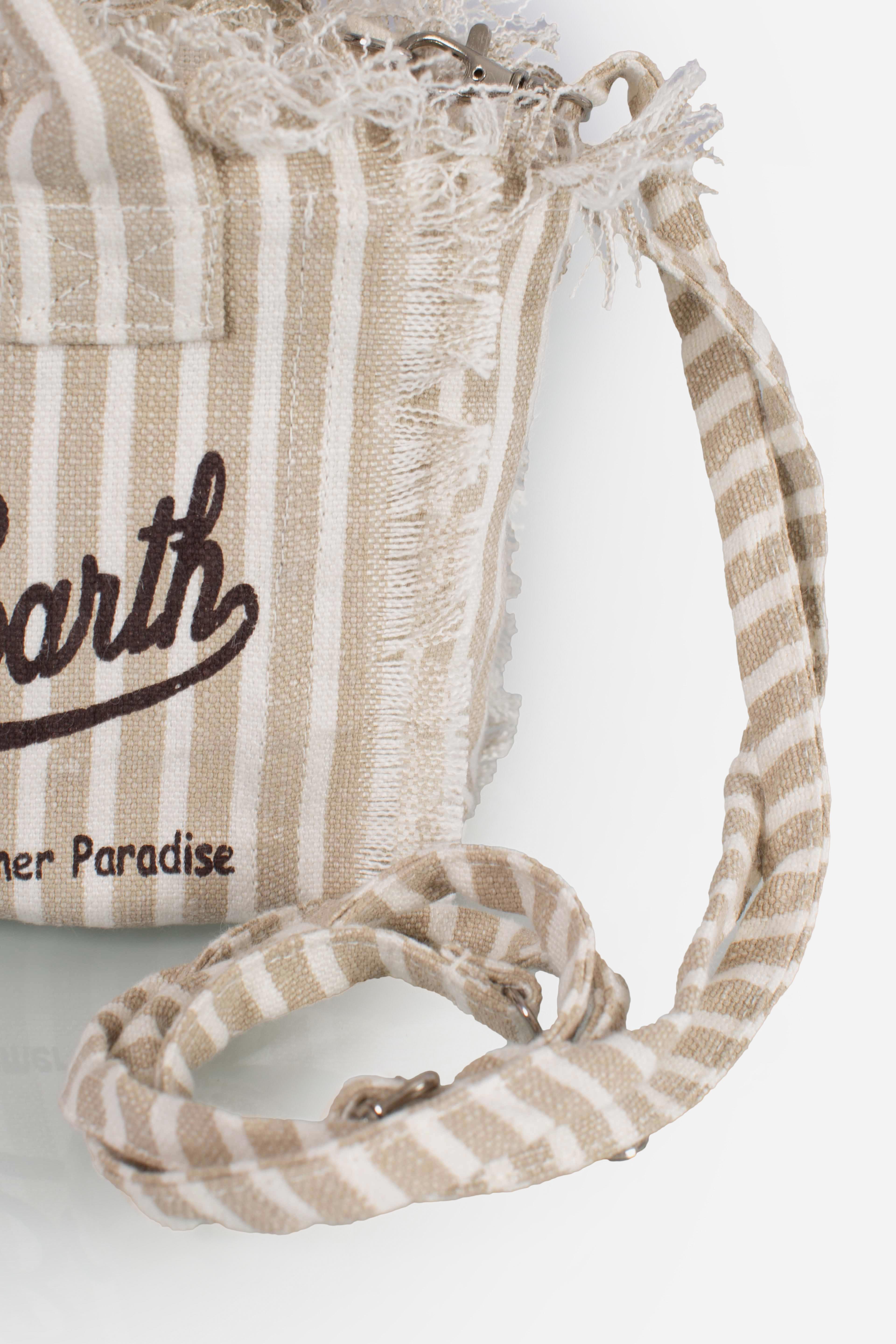 Borsa Mini Vanity in LINO con stampa a righe