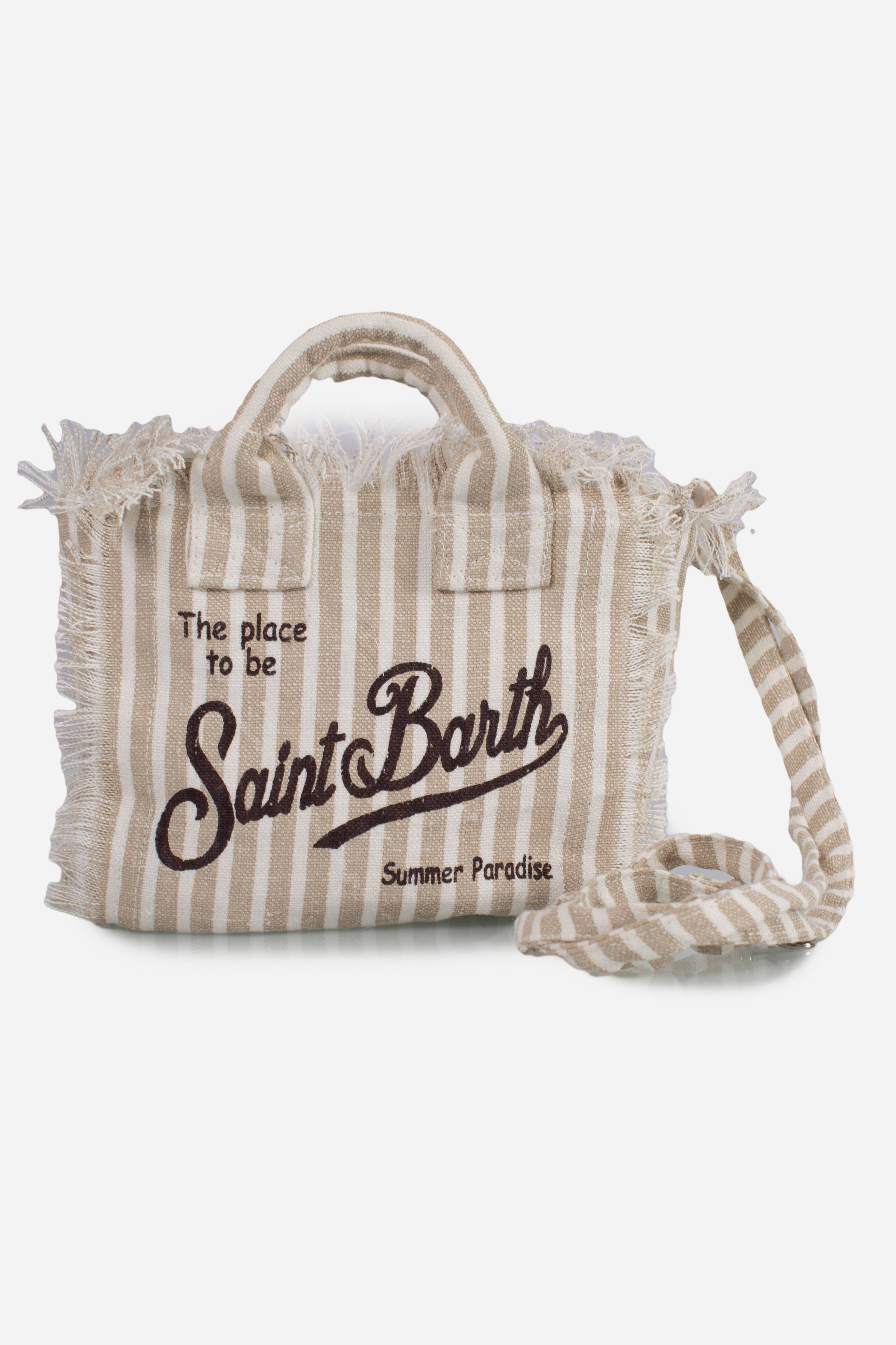 Borsa Mini Vanity in LINO con stampa a righe