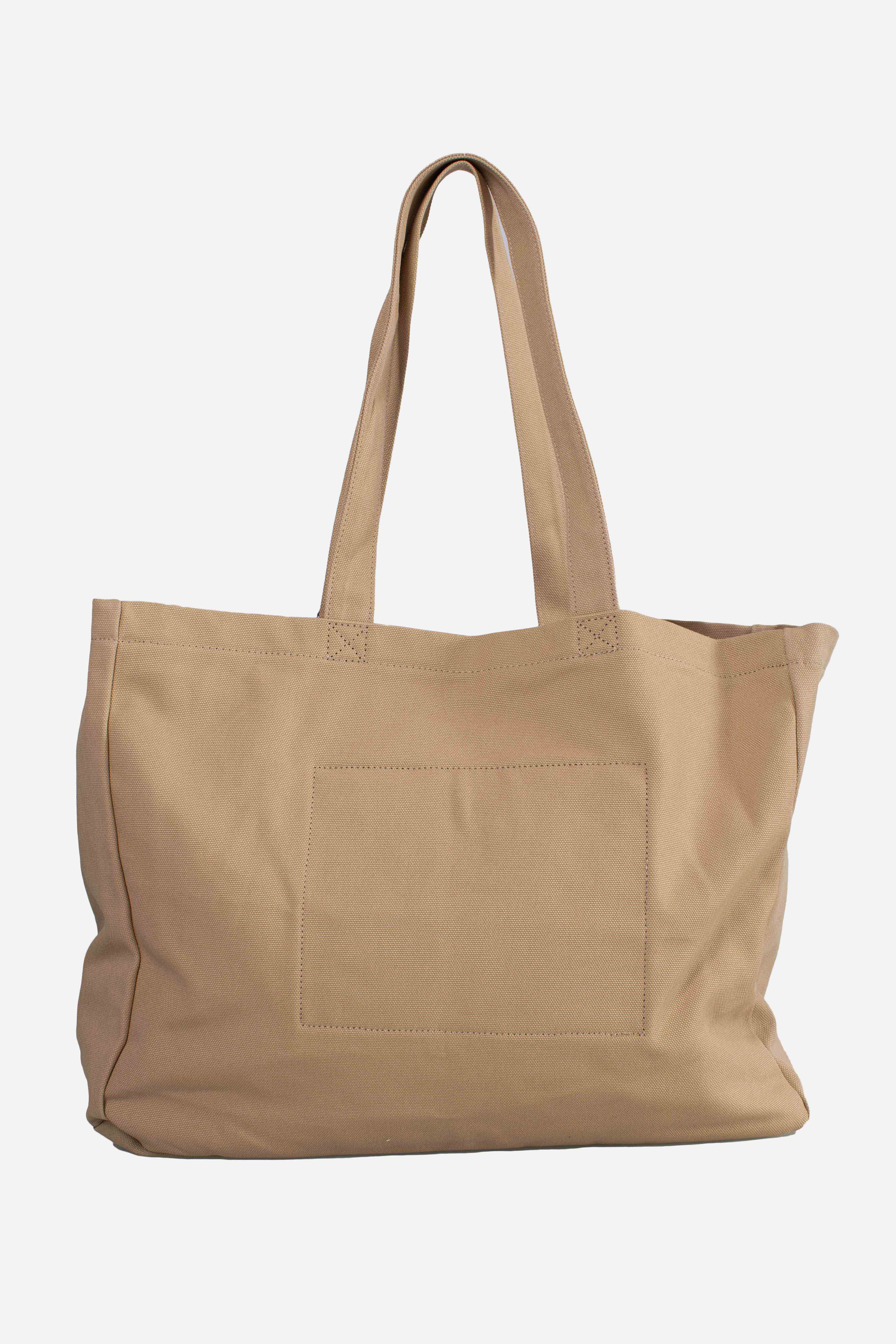 Borsa Tote in tela ricamata cafe tan