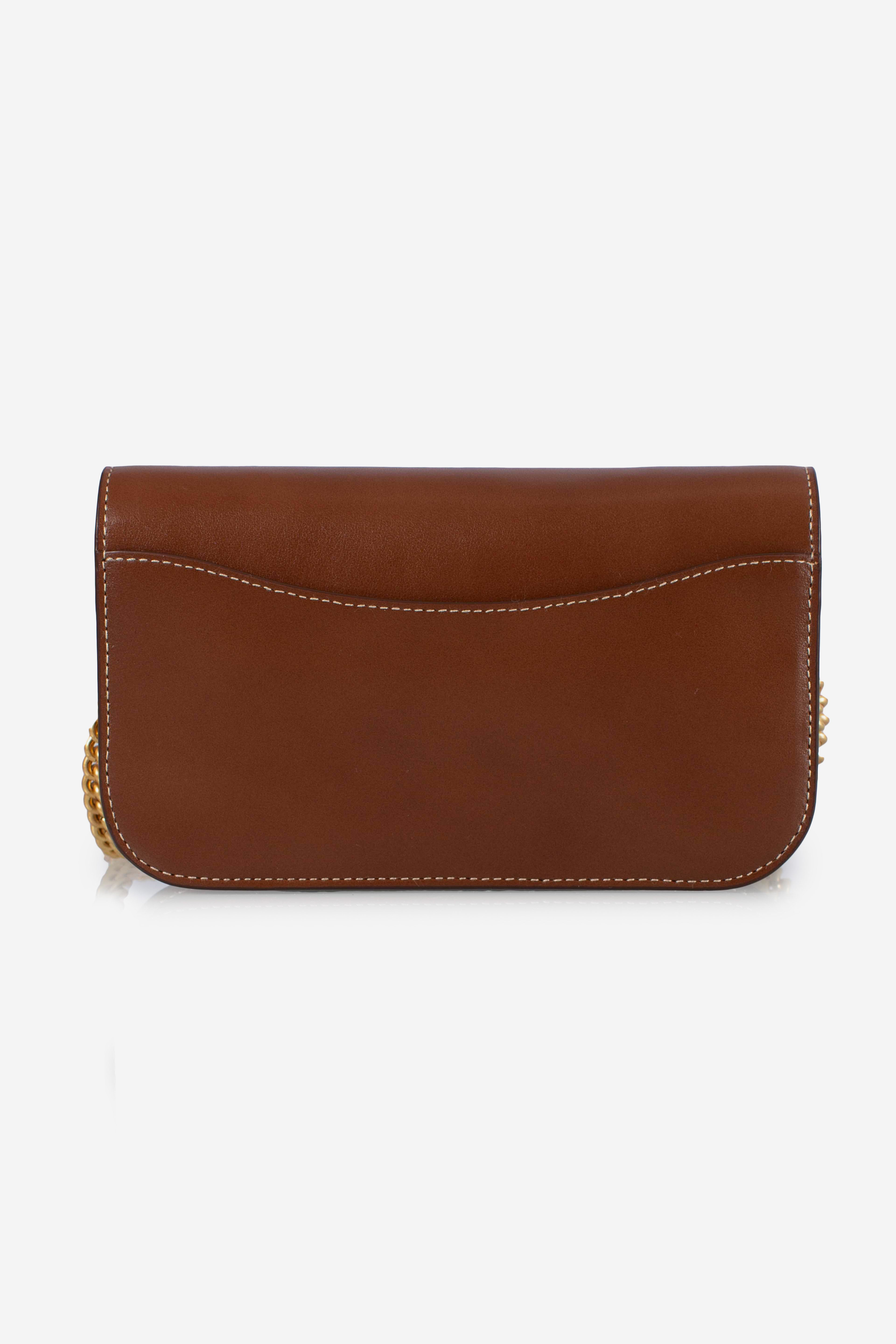 Portafoglio e borsa Polo ID in pelle con catena brown