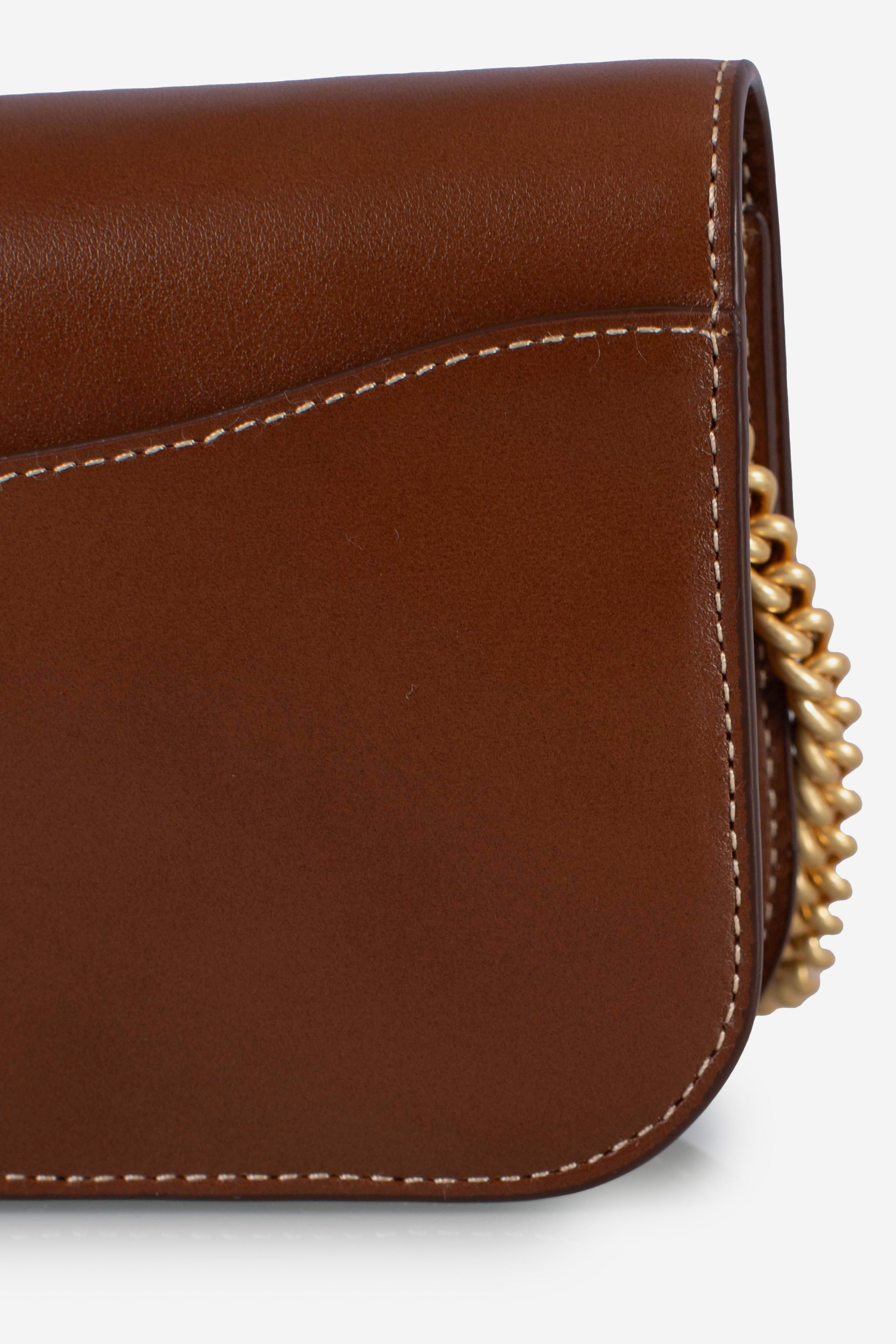 Portafoglio e borsa Polo ID in pelle con catena brown