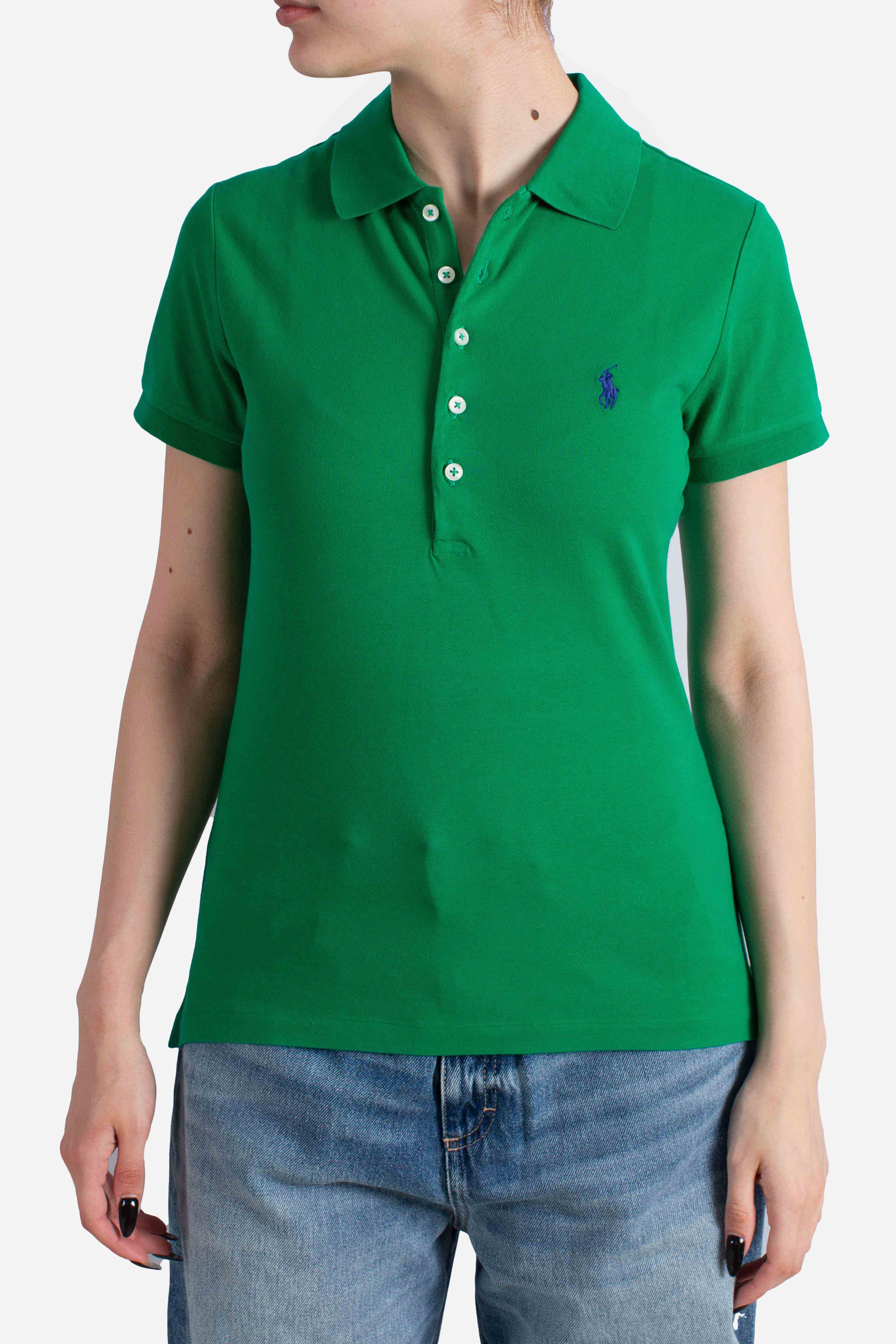 Polo elasticizzata slim fit green