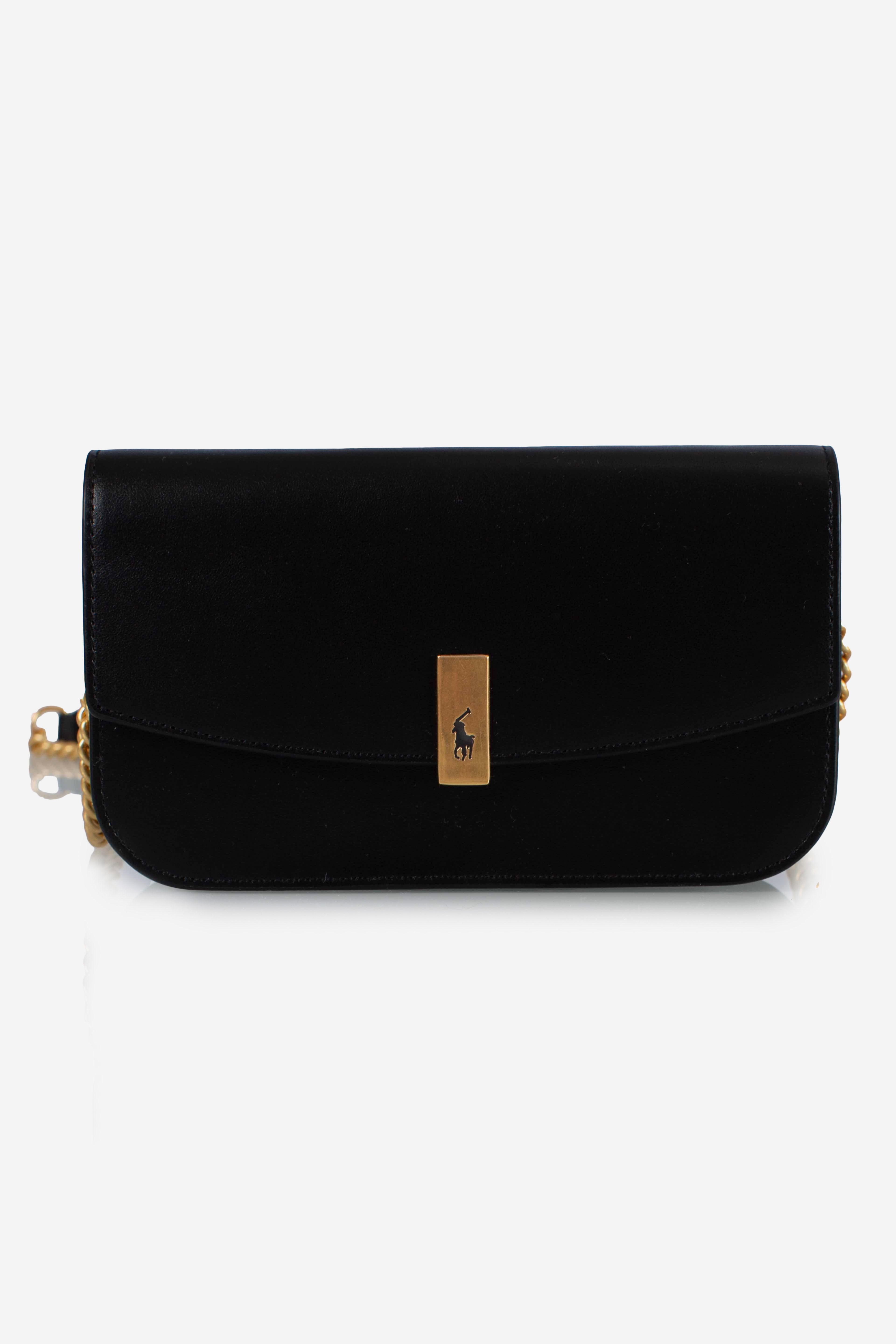 Portafoglio e borsa Polo ID in pelle con catena black