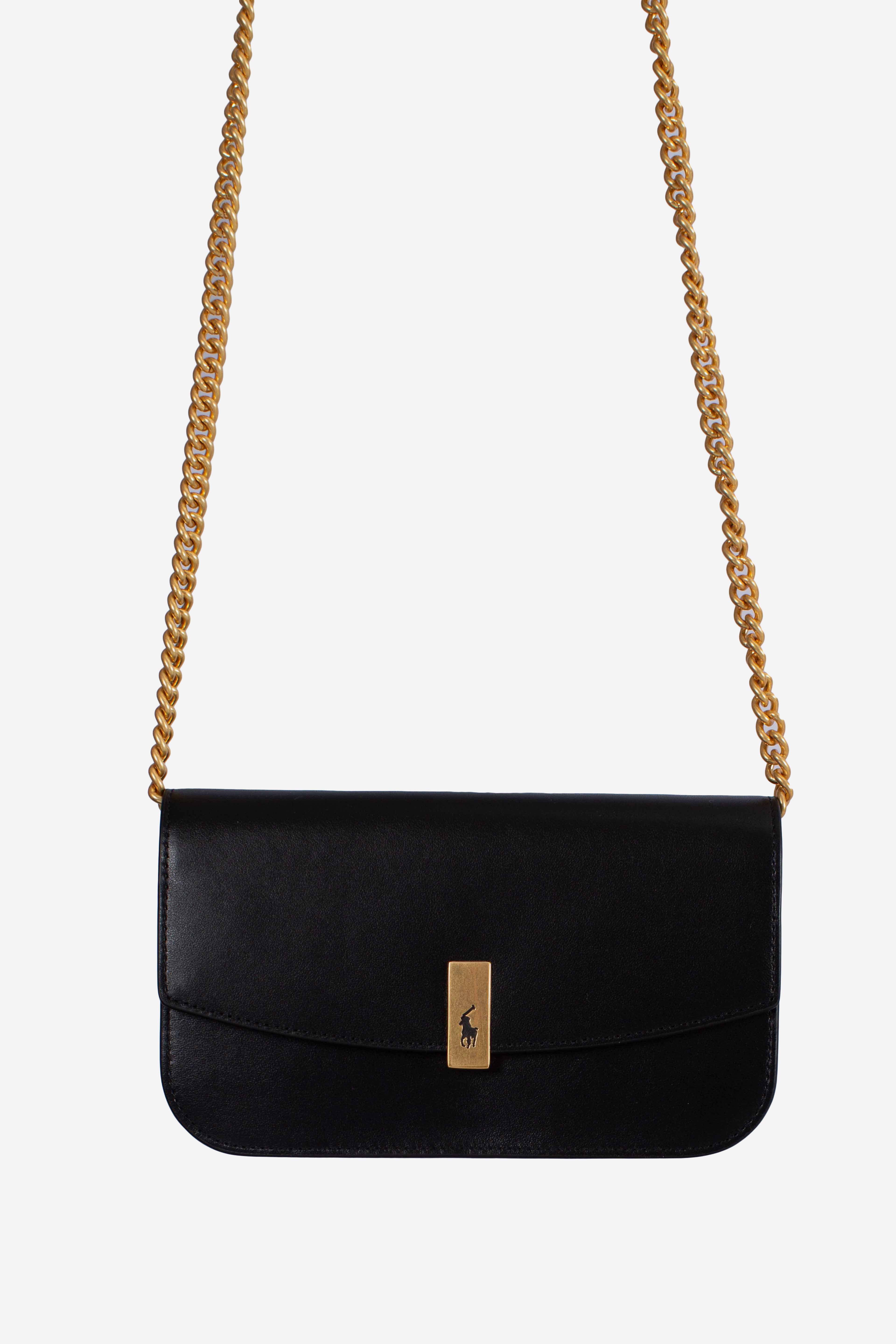 Portafoglio e borsa Polo ID in pelle con catena black
