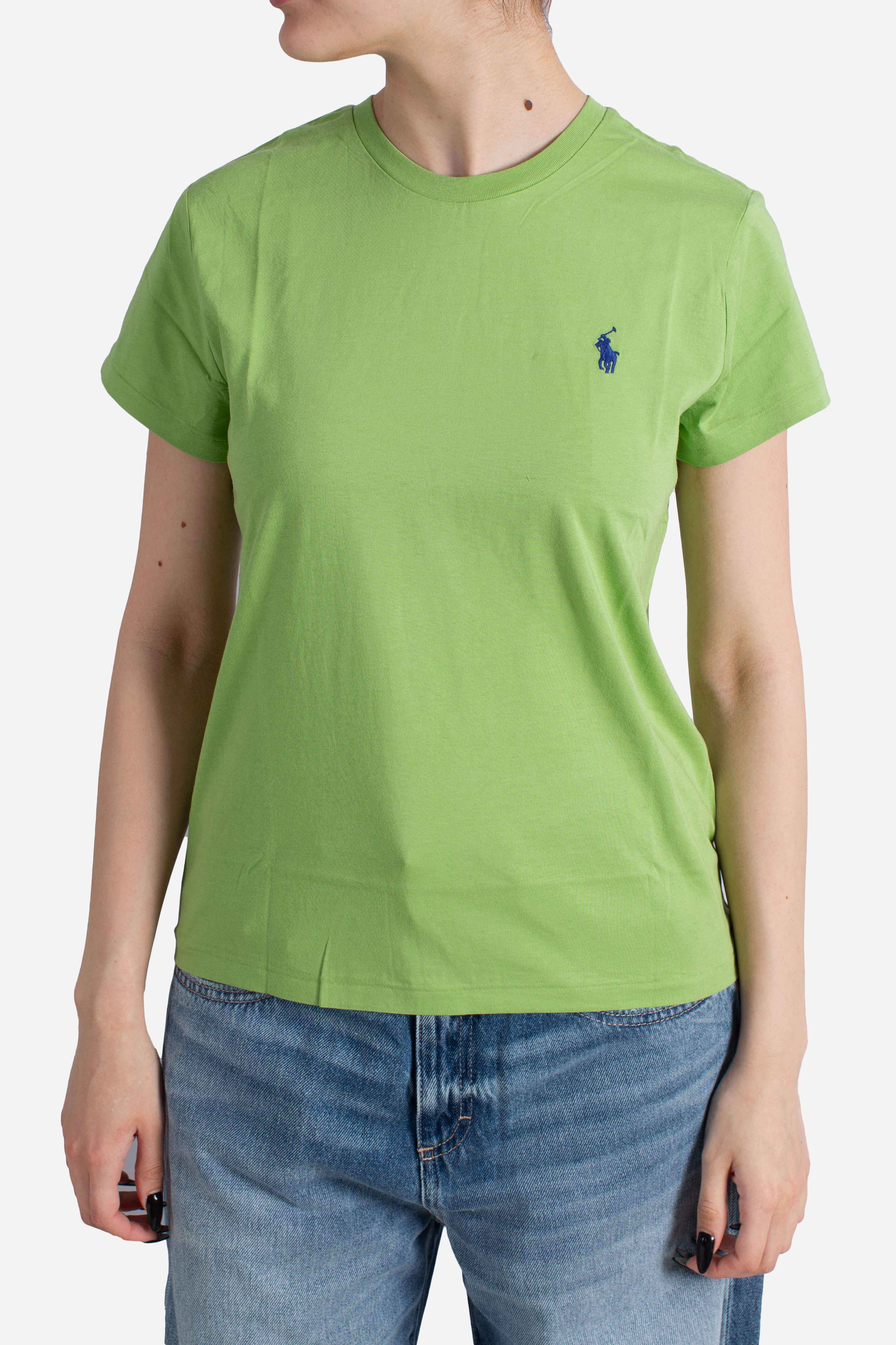 Maglietta girocollo in jersey di cotone green