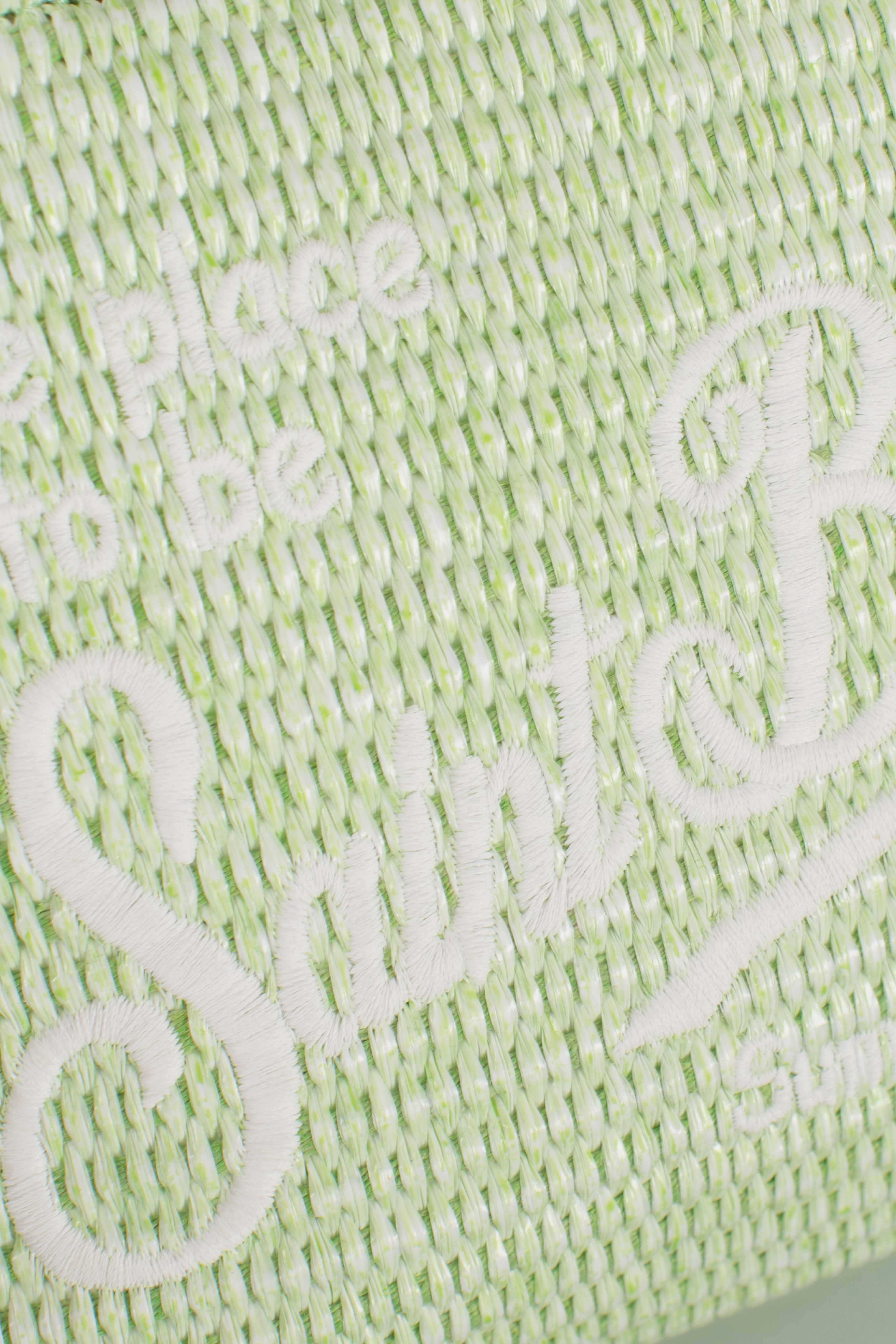 Borsa Mini Vanity verde effetto paglia