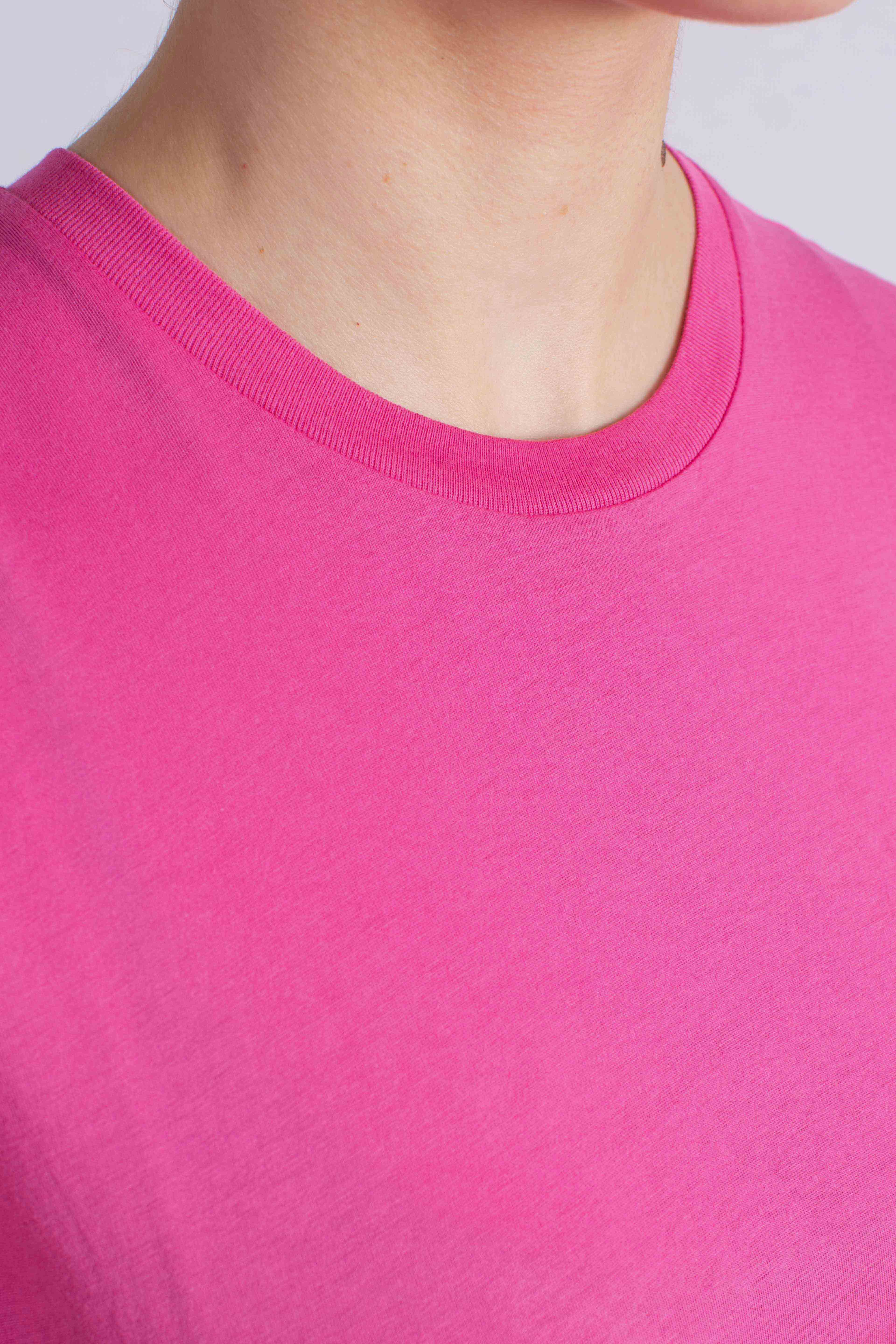 Maglietta girocollo in jersey di cotone pink