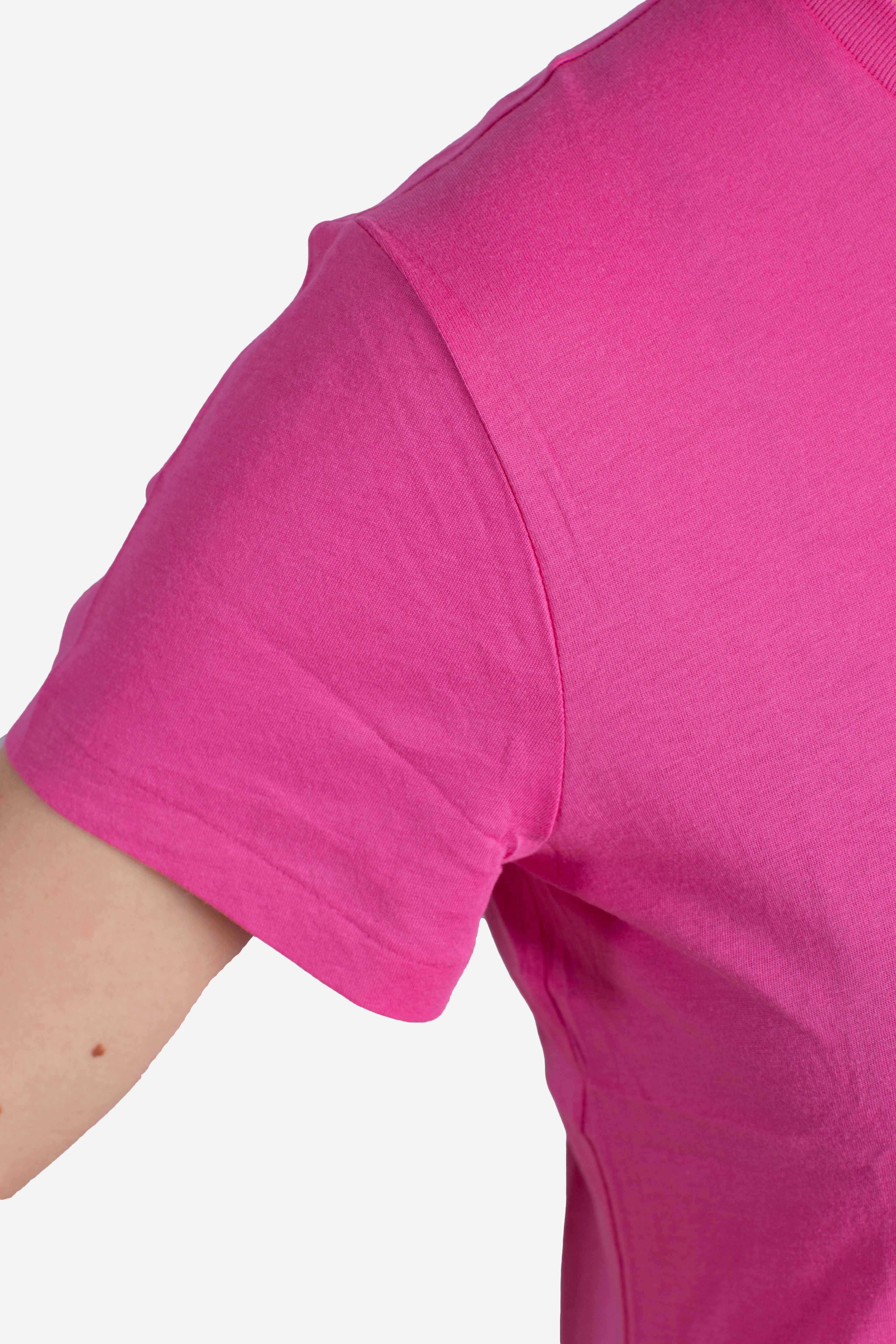 Maglietta girocollo in jersey di cotone pink